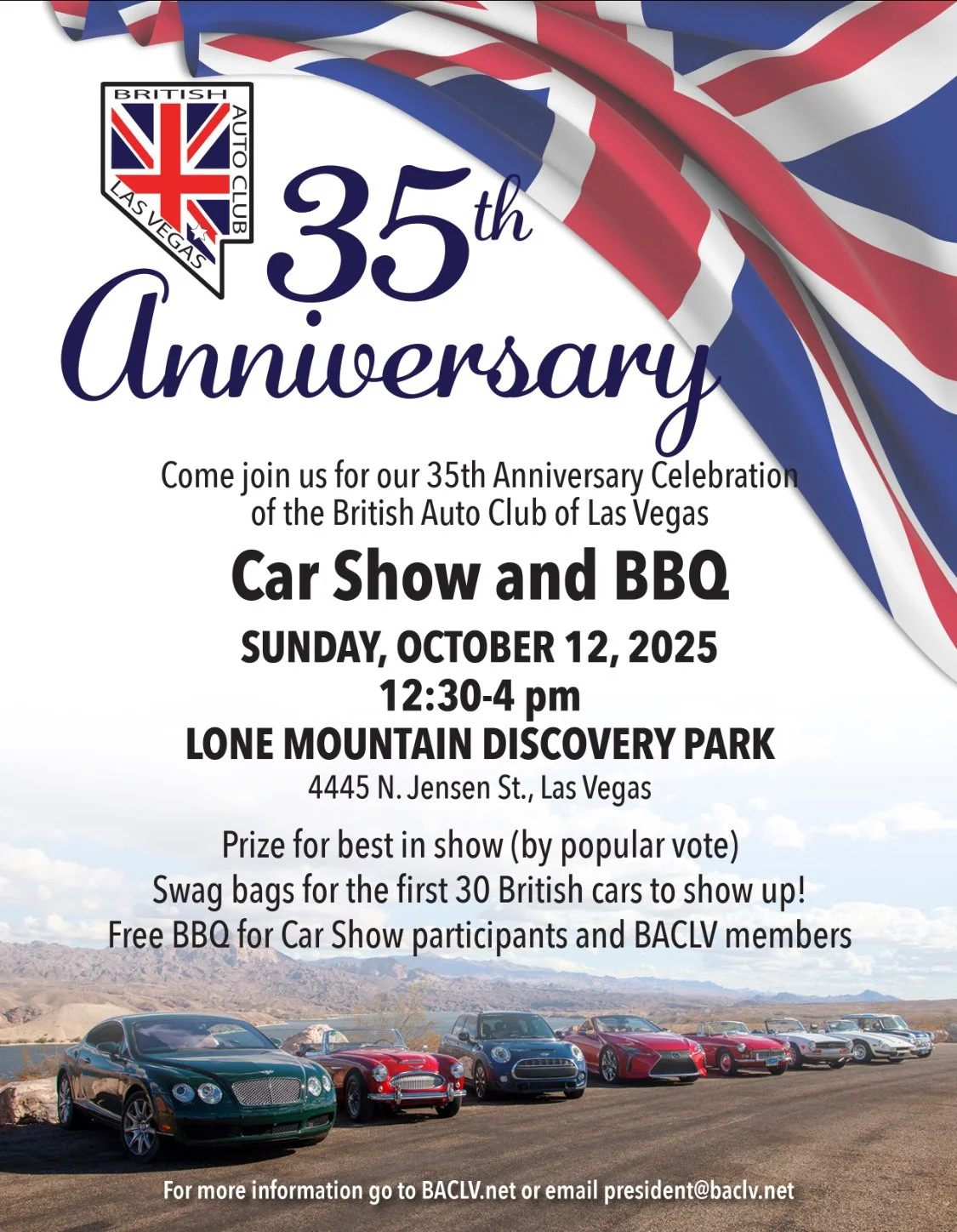 35th Anniversary Car Show and BBQ British Auto Club Las Vegas oct 12th 2025