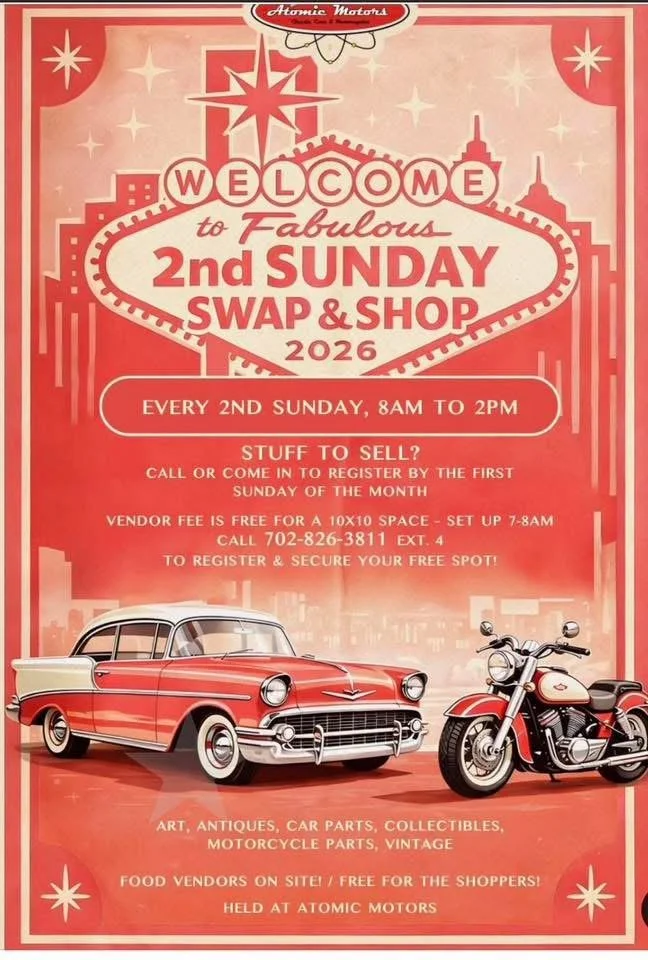 Atomic Motors Fabulous 2nd Sunday Swap and Shop 2026 feb 8th 2026