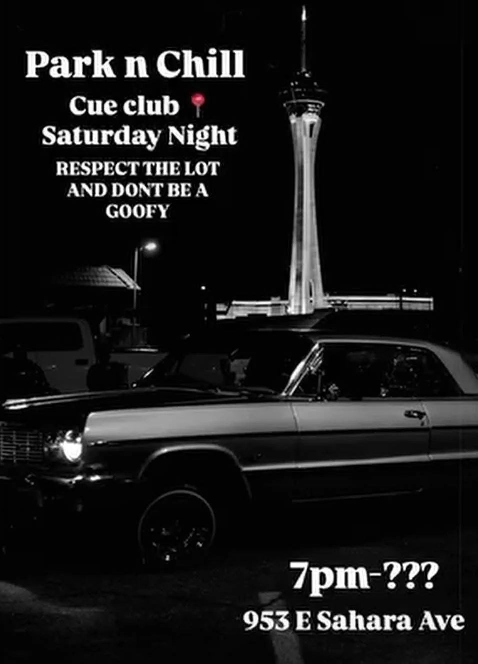 Lowrider Park N Chill Cue Club Saturday Night dec 20th 2025