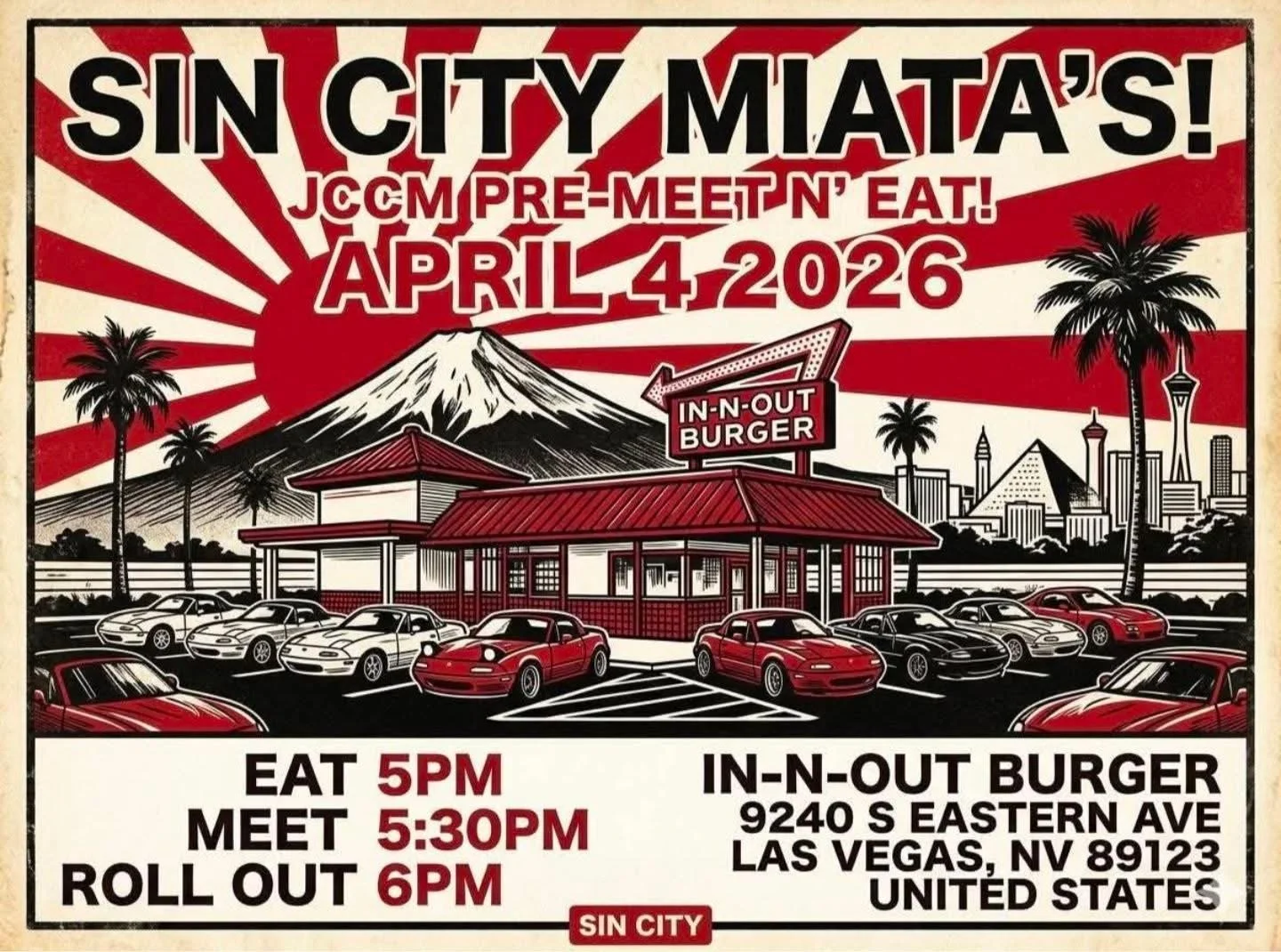 Sin City Miatas JCCM Pre Meet N Eat apr 4th 2026