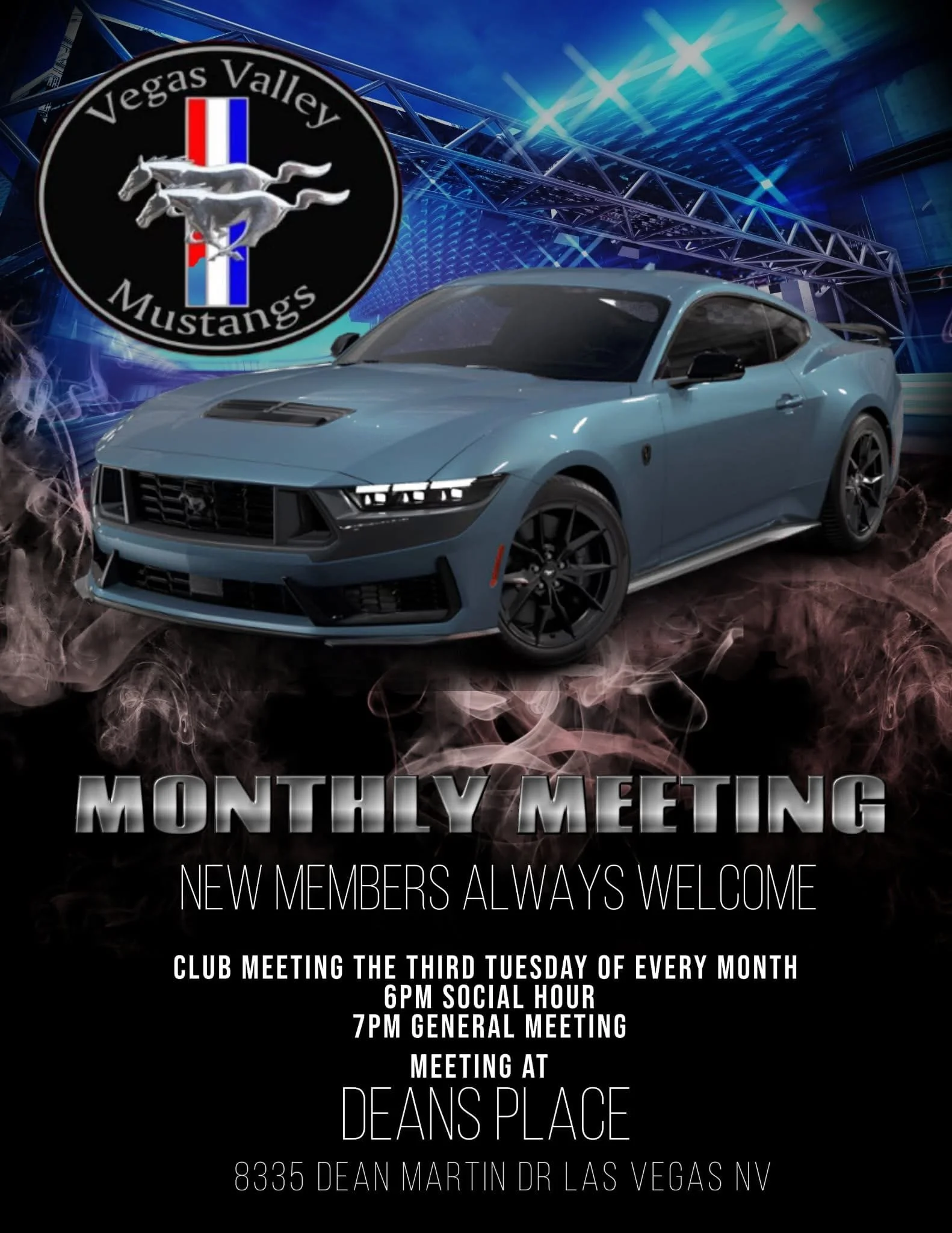 Vegas Valley Mustangs Monthly Meeting Deans Place april 21st 2026