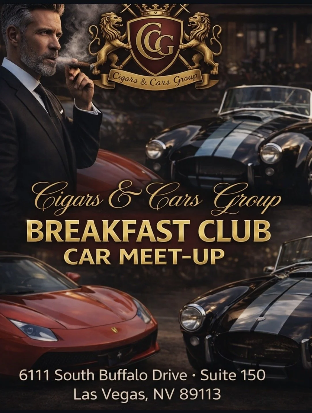 Cigars and Cars Group Breakfast Club Car Meet up dec 21st 2025