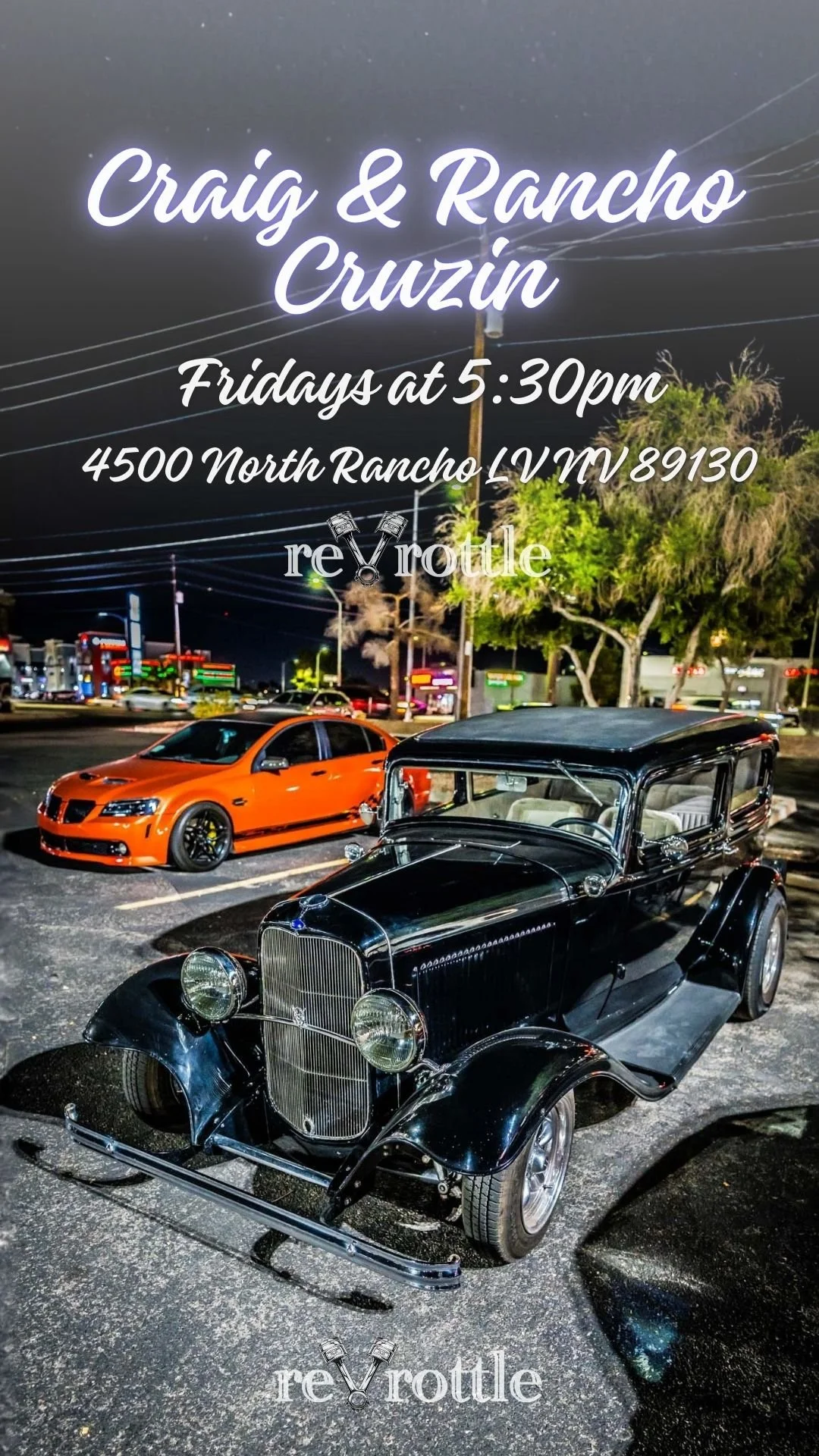 Craig and Rancho Cruzin at Boulevard Home Las Vegas Car Meet dec 19th 2025