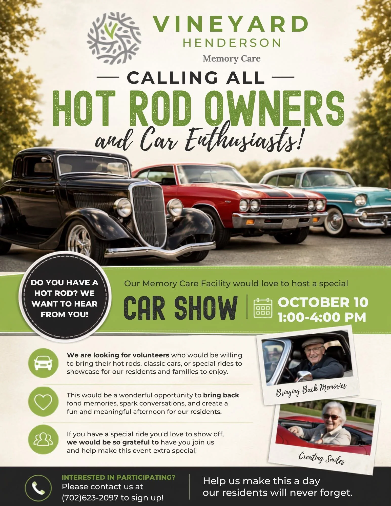 Vineyard Henderson Memory Care Hot Rod Owners Oct 10th 2026