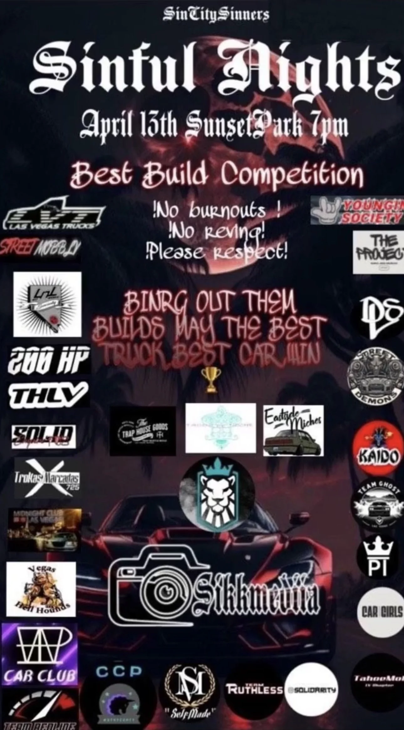 Sinful Sinners Car Show Best Build Competition SinCity Sinners Sunset Park - April 13th 2024 - revrottle - vik chohan photography