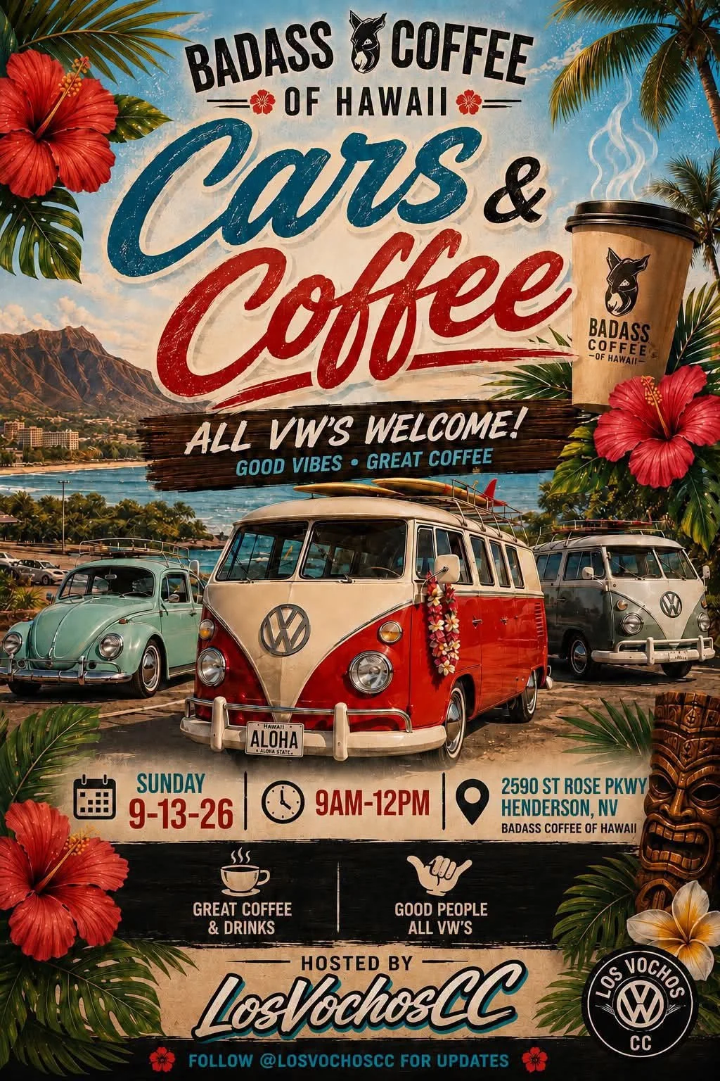 Cars and Coffee Badass Coffee Of Hawaii Los Vochos Car Club sep 13th 2026