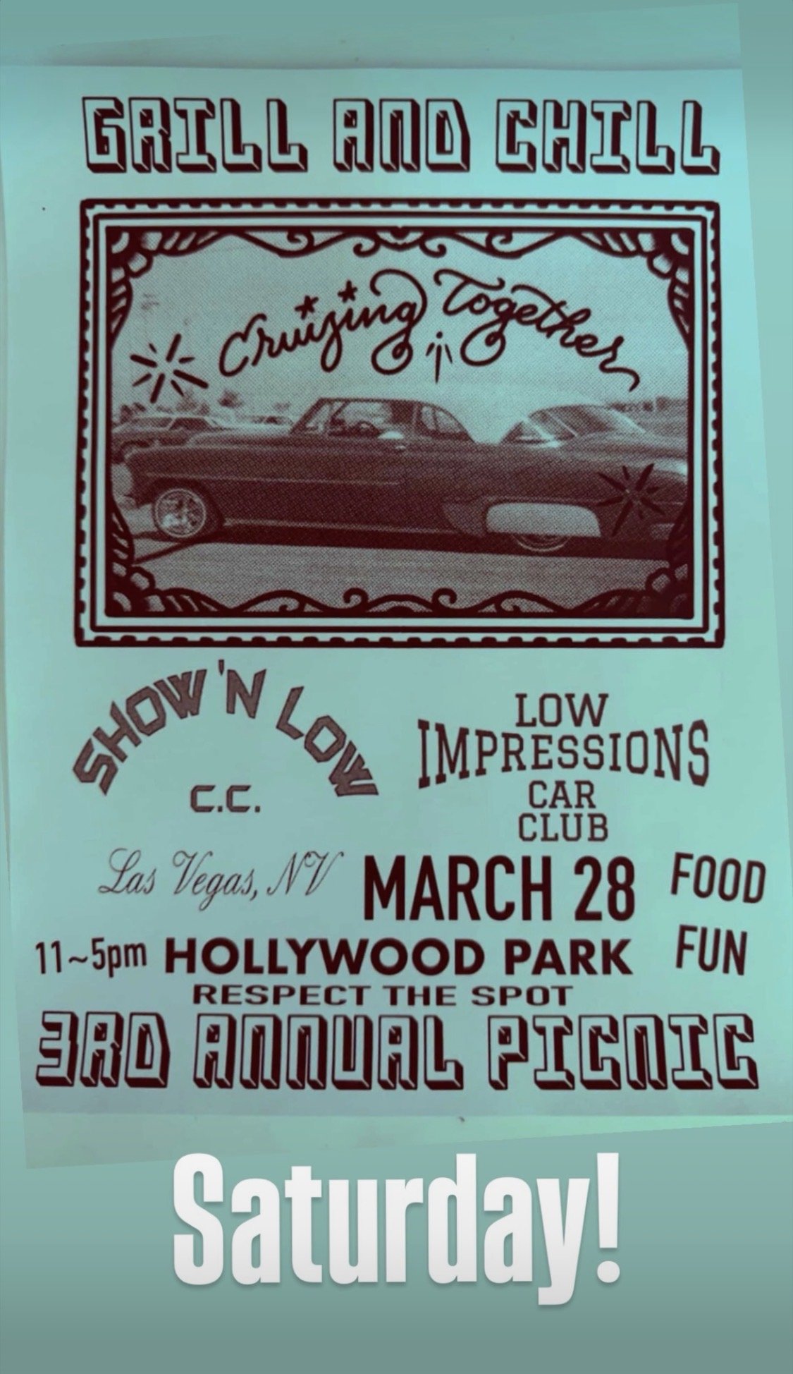 Lowrider 3rd Annual Picnic Grill and Chill Cruizing Together Show n low cc low impressions cc mar 28th 2026