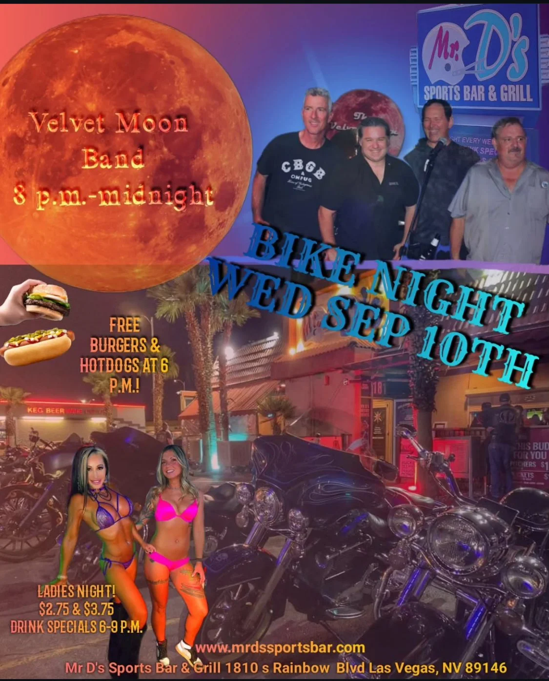 Mr Ds Sports Bar and Grill Bike Night sep 10th 2025