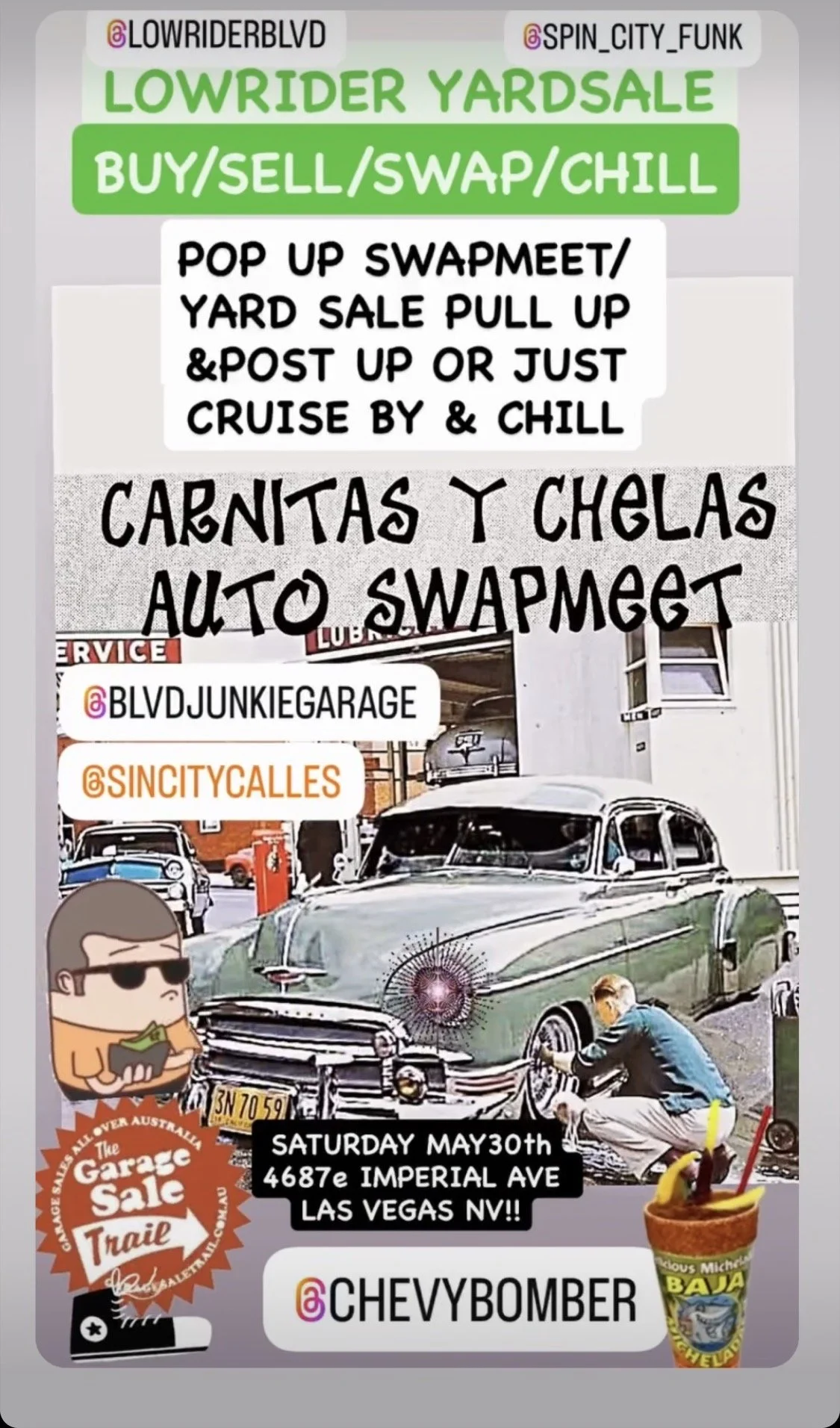 Lowrider Yardsale Carnitas-Y-Chelas Auto Swapmeet may 30th 2026