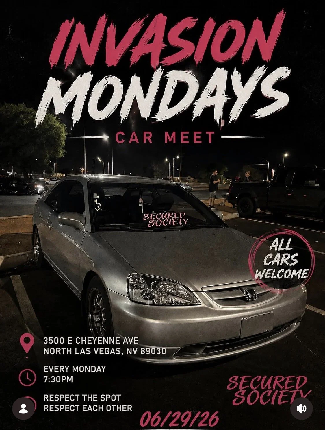 Invasion Mondays Carmeet Secured Society june 29th 2026