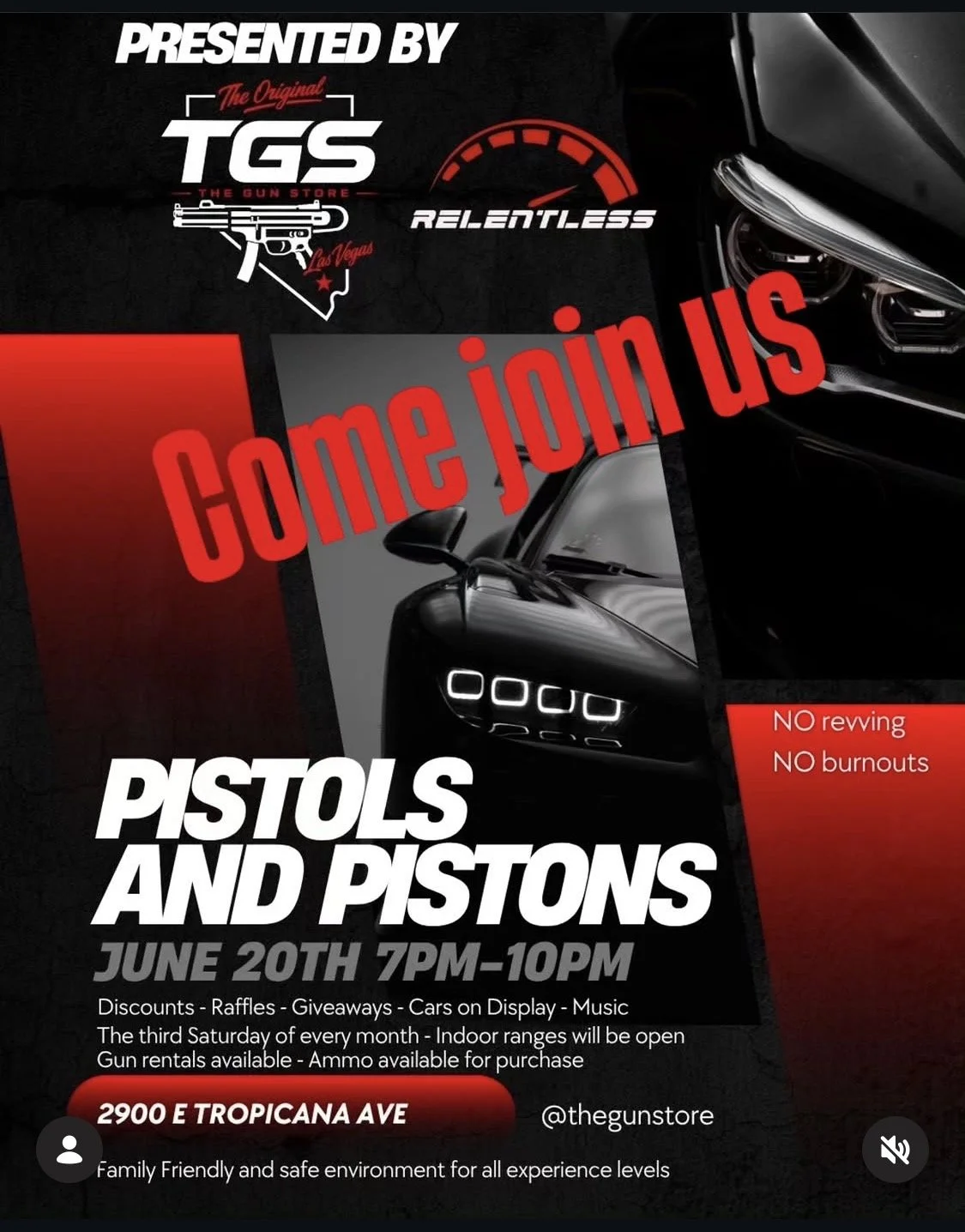Pistols and Pistons The Gun Store Relentless june 20th 2026