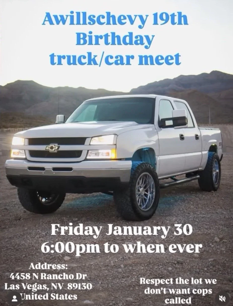 Awillschevy 19th Birthday Truck Car Meet jan 30th 2026