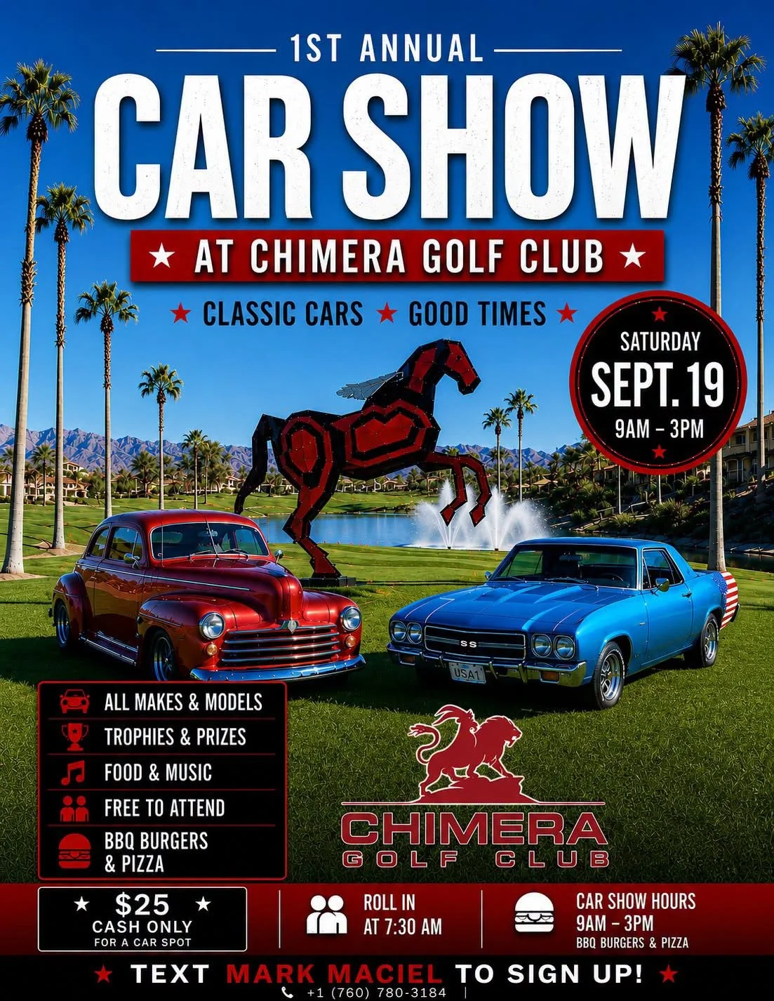 1st Annual Car Show at Chimera Golf Club sep 19th 2026