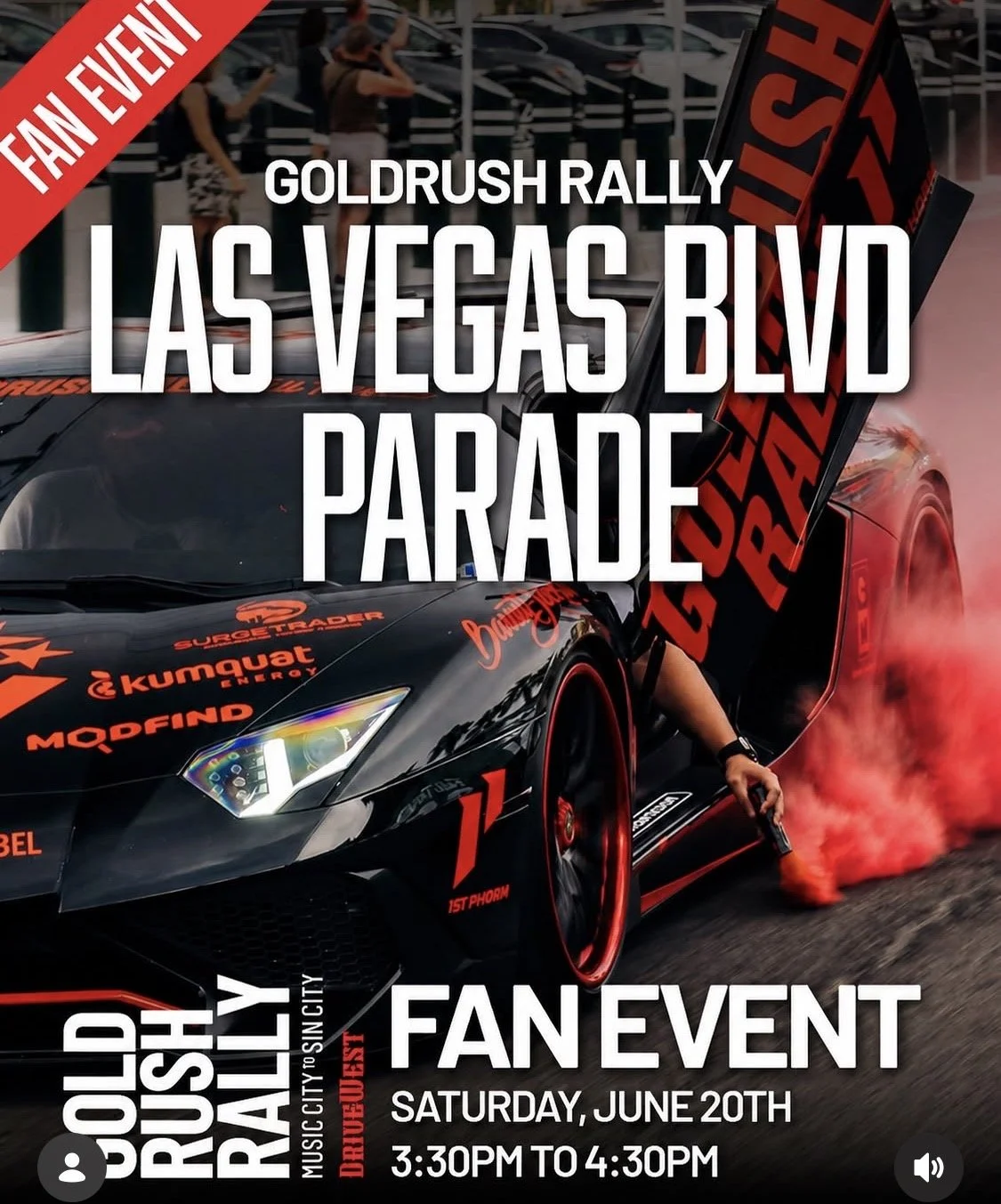 Goldrush Rally Las Vegas Blvd Parade Fan Event june 20th 2026