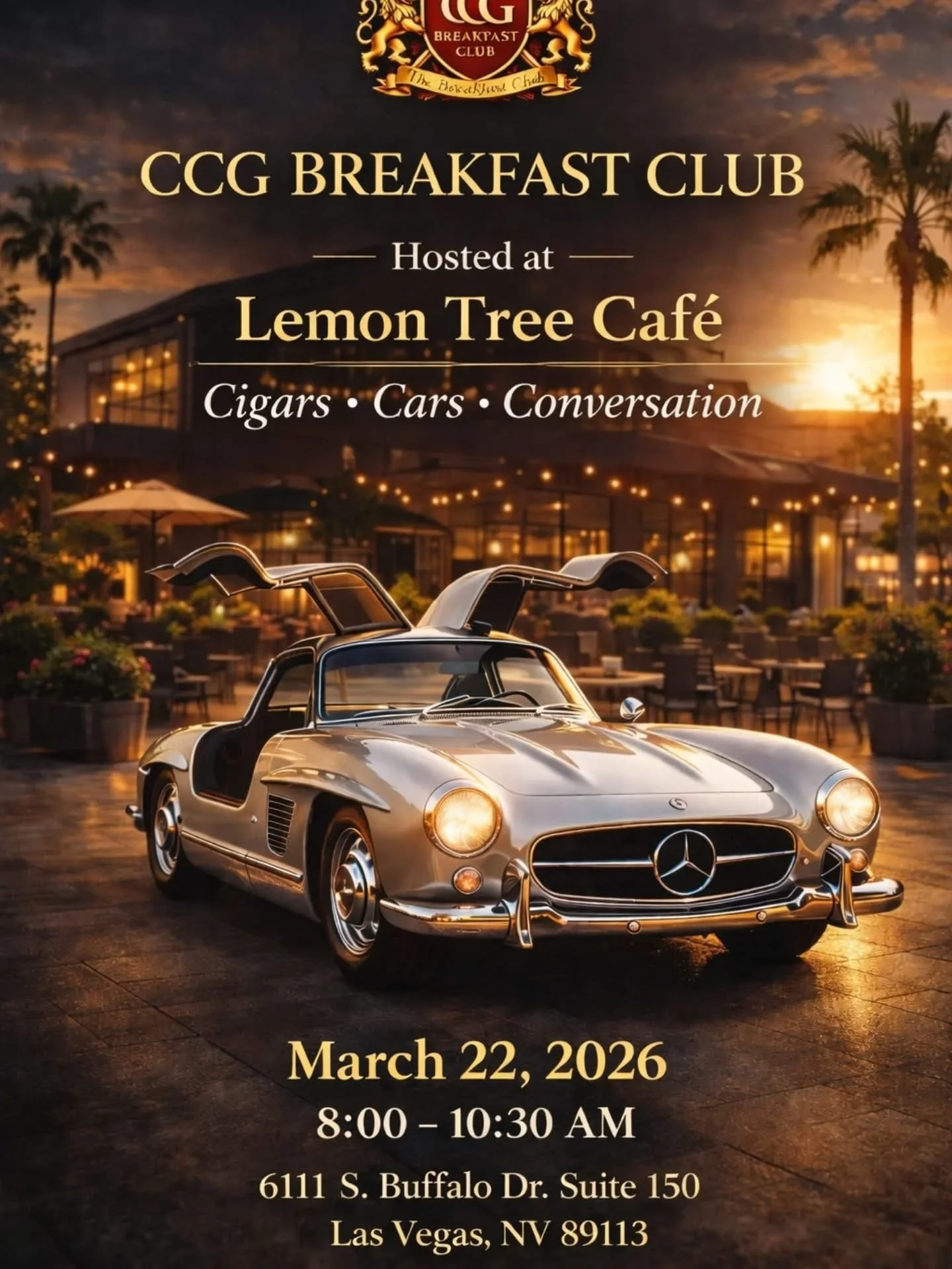 Cigars and Cars Group Breakfast Club hosted at Lemon Tree Cafe mar 22nd 2026