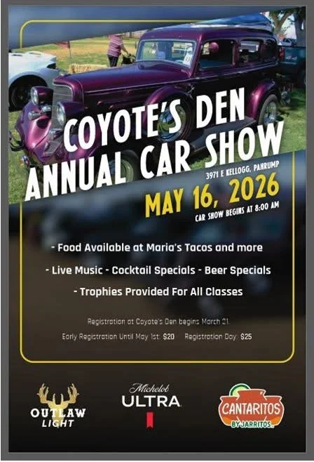 Coyotes Den Annual Car Show Pahrump may 16th 2026