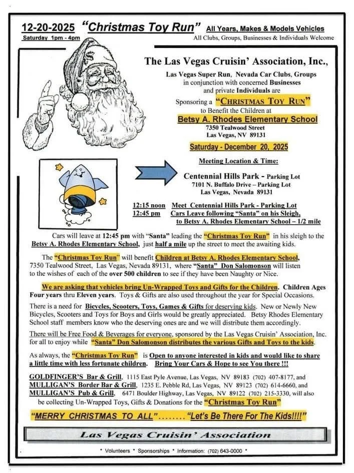 Christmas Toy Run The Las Vegas Cruisin Association dec 20th 2025
