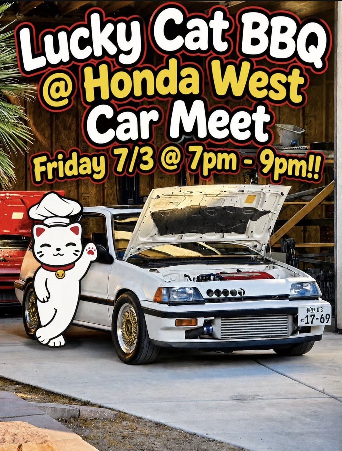 Lucky Cat BBQ at Honda West Car Meet july 3rd 2026