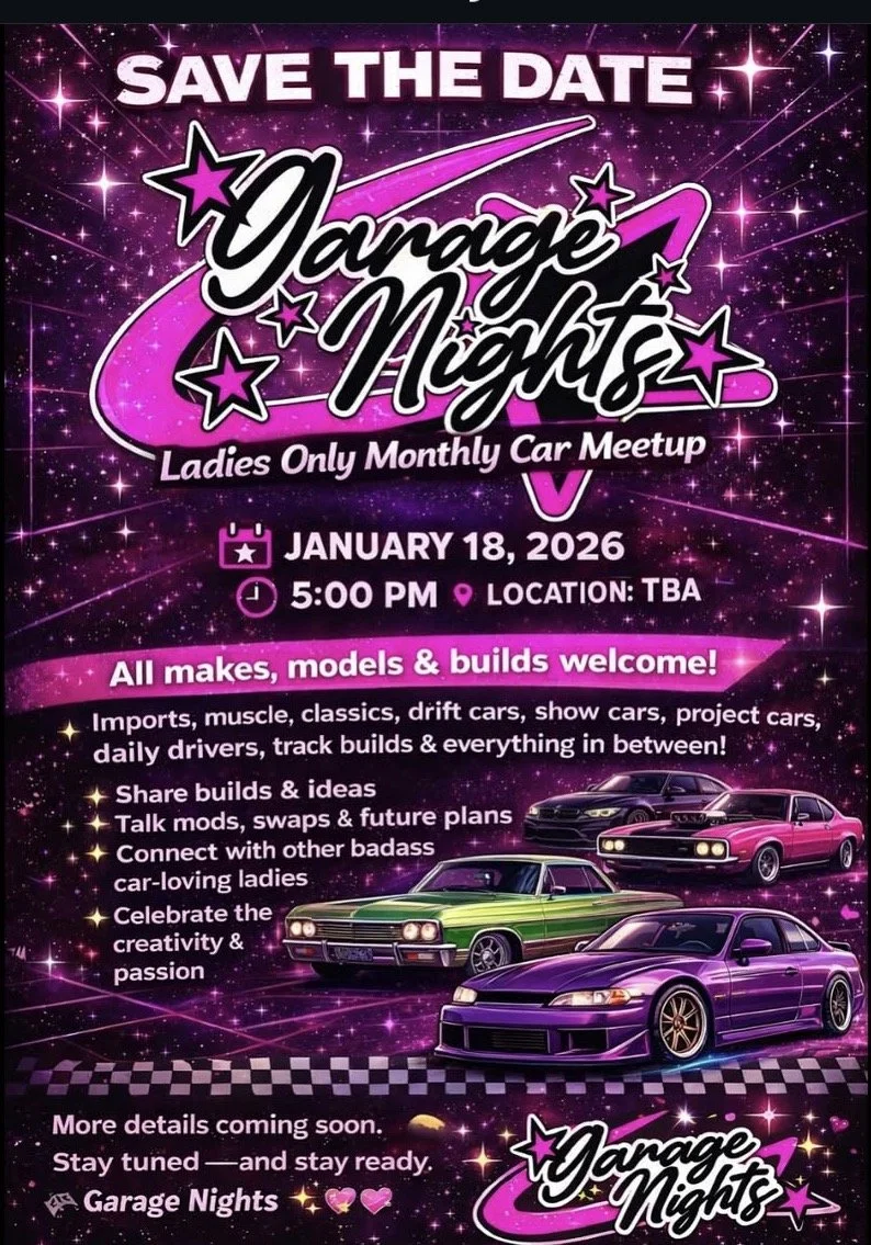 Garage Nights Ladies Only Monthly Car Meetup jan 18th 2026
