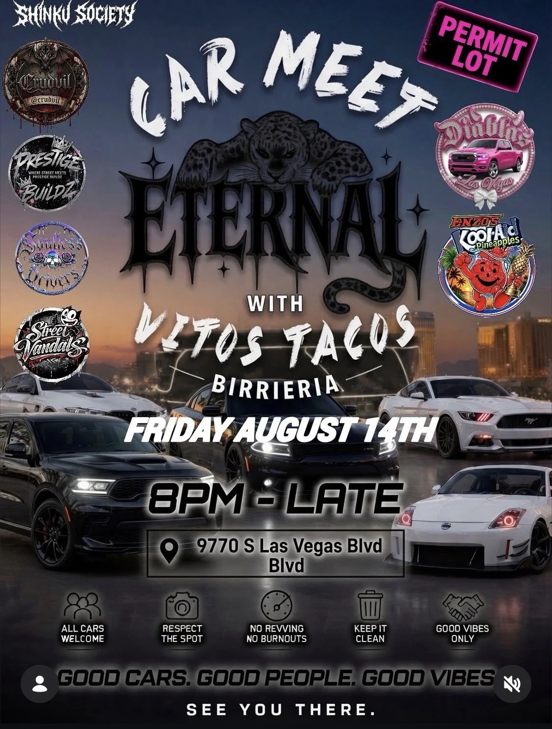 Eternal Car Meet With Vitos Tacos Birrieria aug 14th 2026