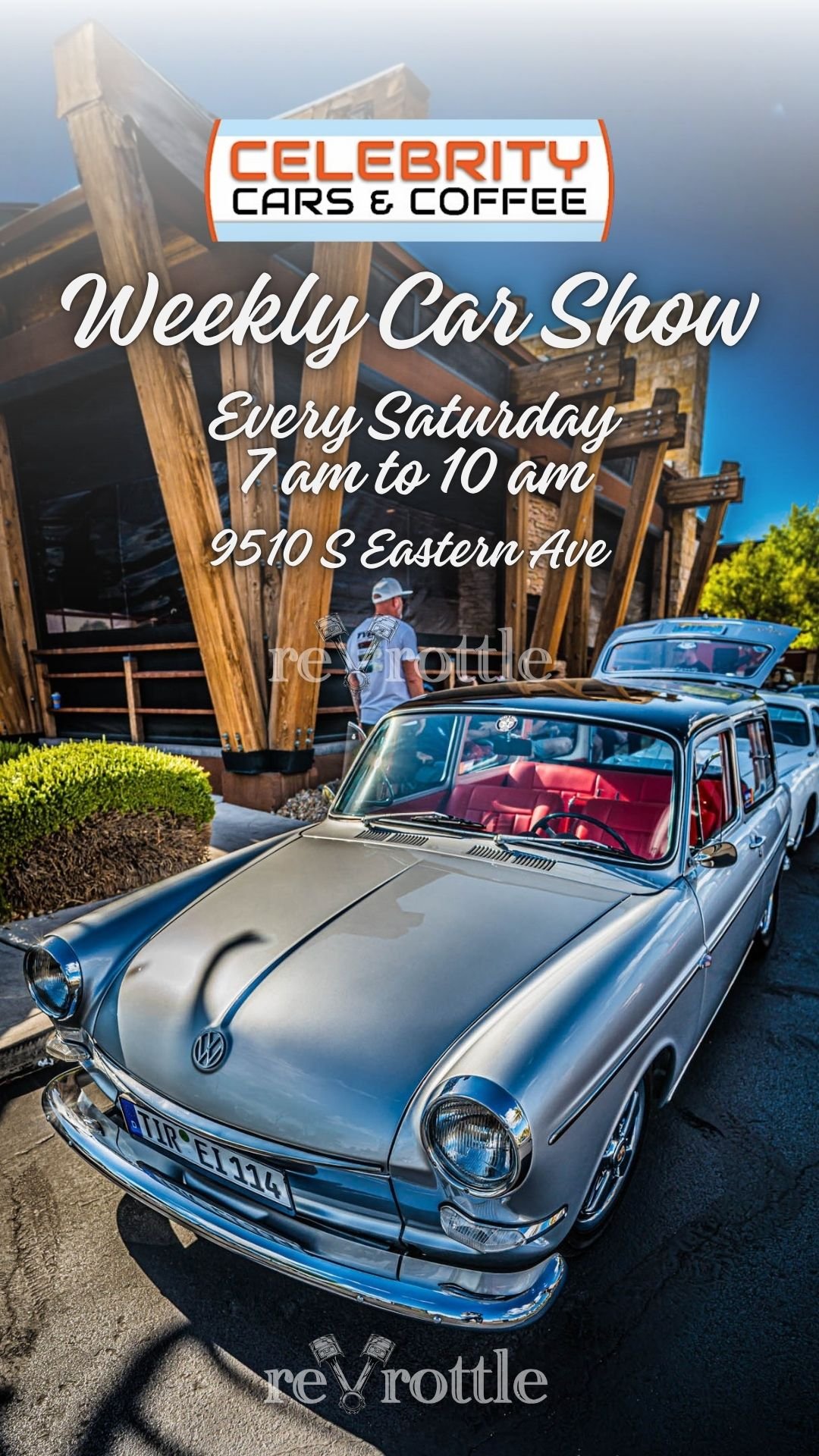 Celebrity Cars and Coffee Weekly Car Show Flyer july 4th 2026