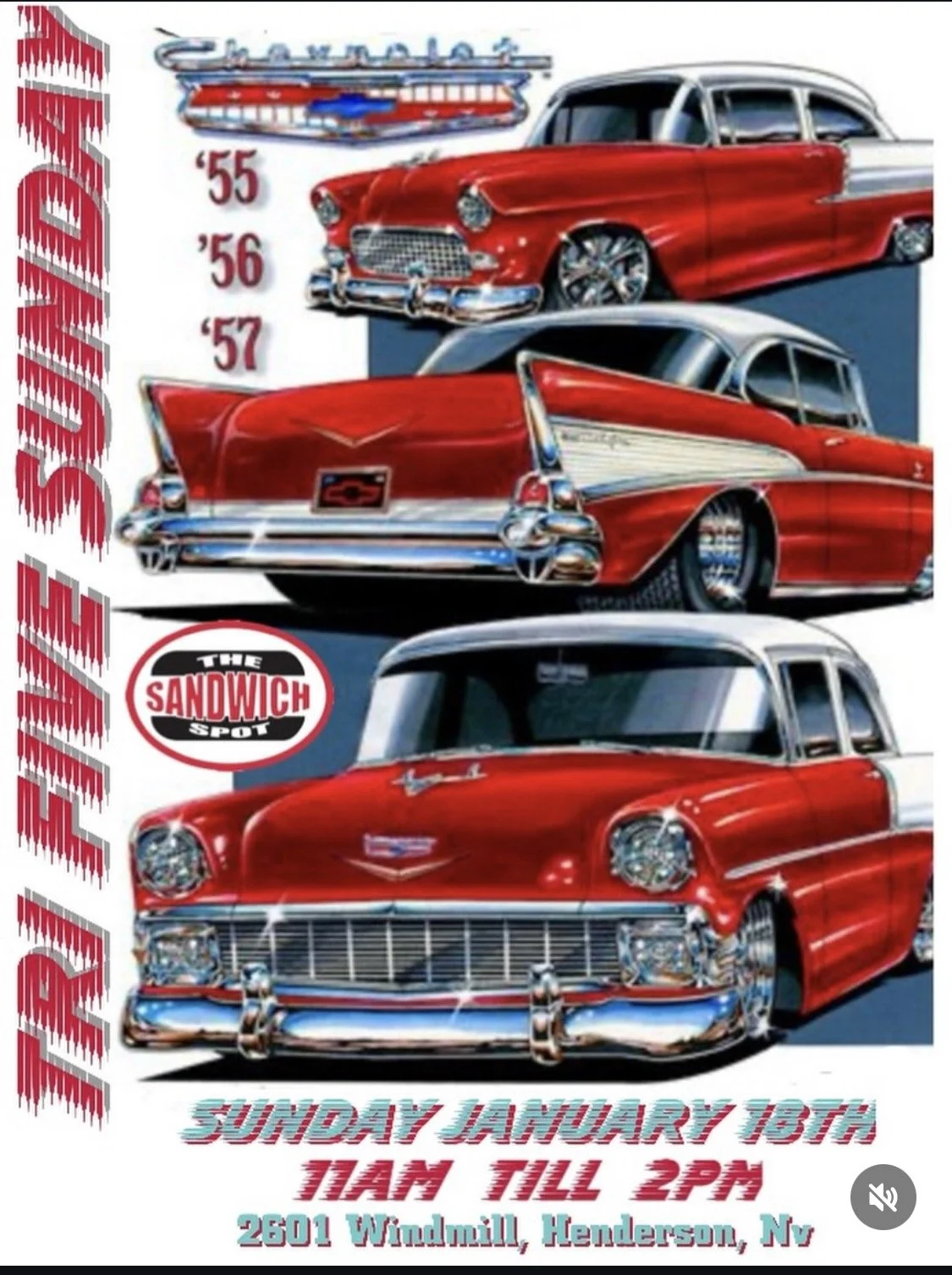 Tri Five Sunday The Sandwich Spot Chevrolet 55 56 57 jan 18th 2026