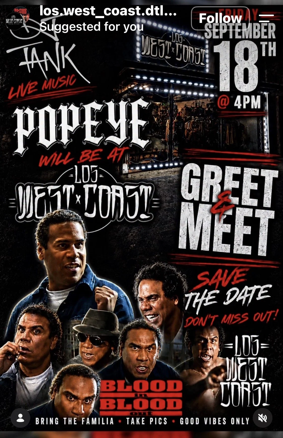 Popeye at Los West Coast Meet and Greet sep 18th 2026