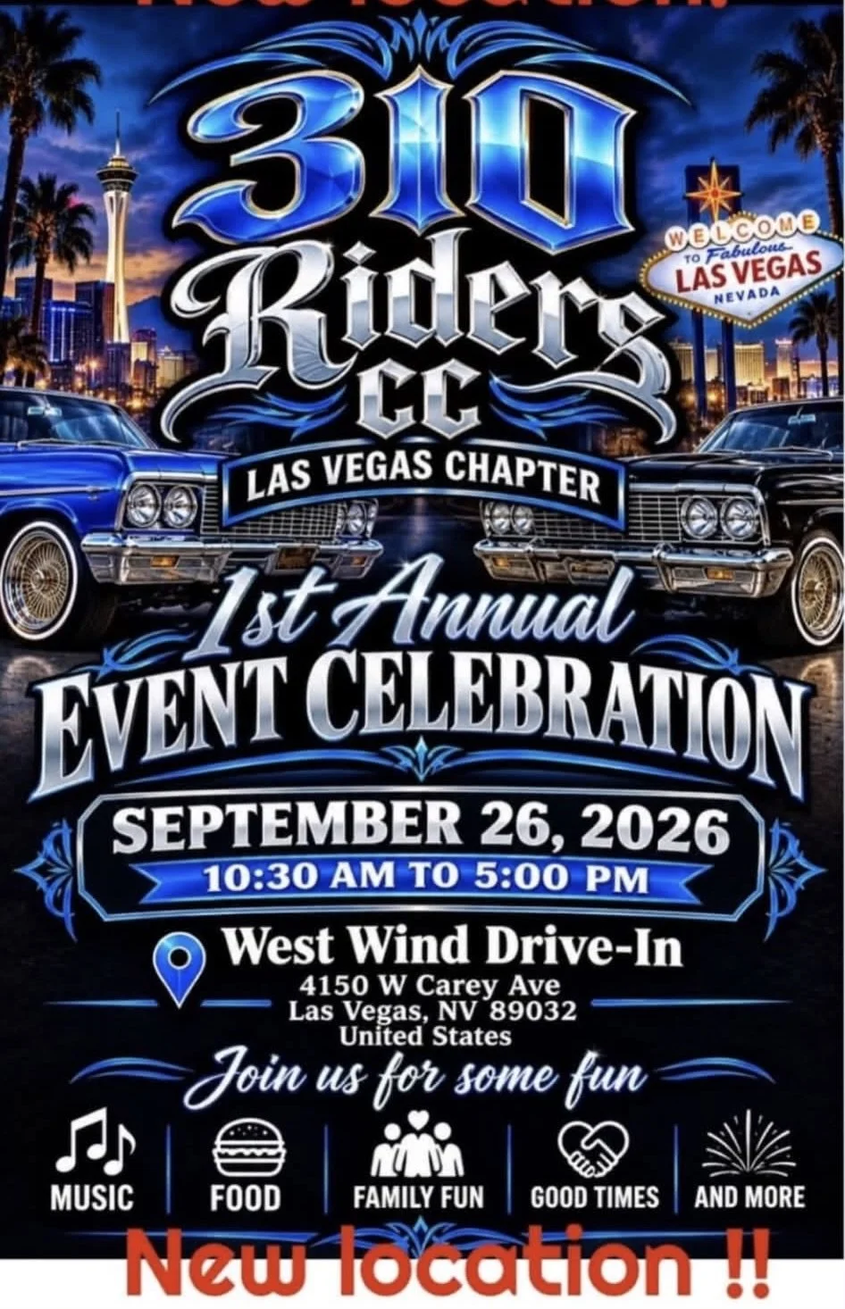 Lowriders 310 Riders car club 1st Annual Event Celebration sep 26th 2026
