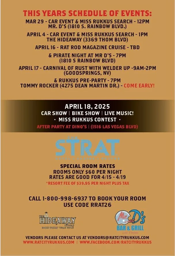 RatCity Rukkus 2026 Rukkus Pre-Party Tommy Rocker Apr 17th 2026