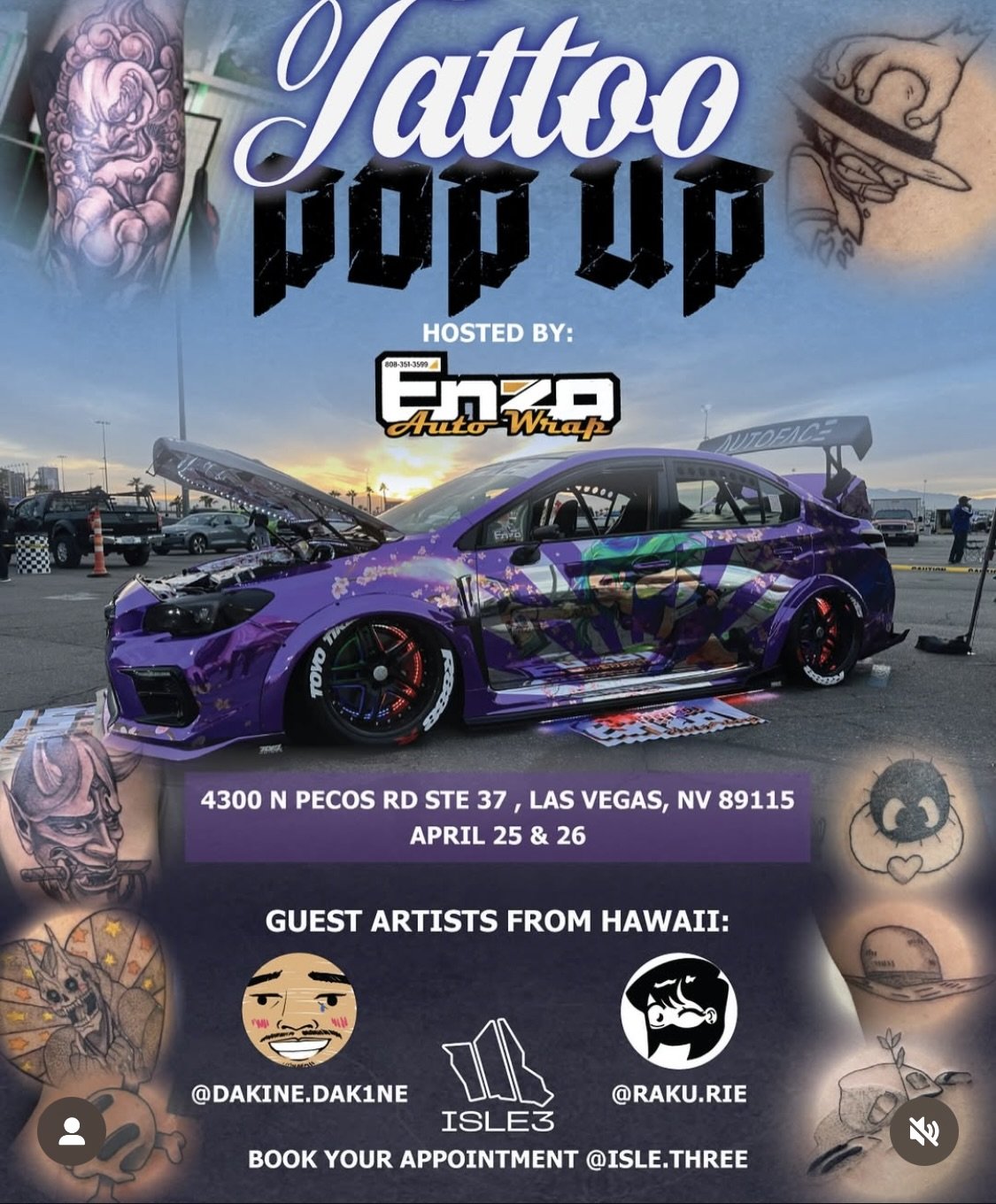 Tattoo Pop Up Hosted By Enzo Auto Wrap April 25th 26th 2025