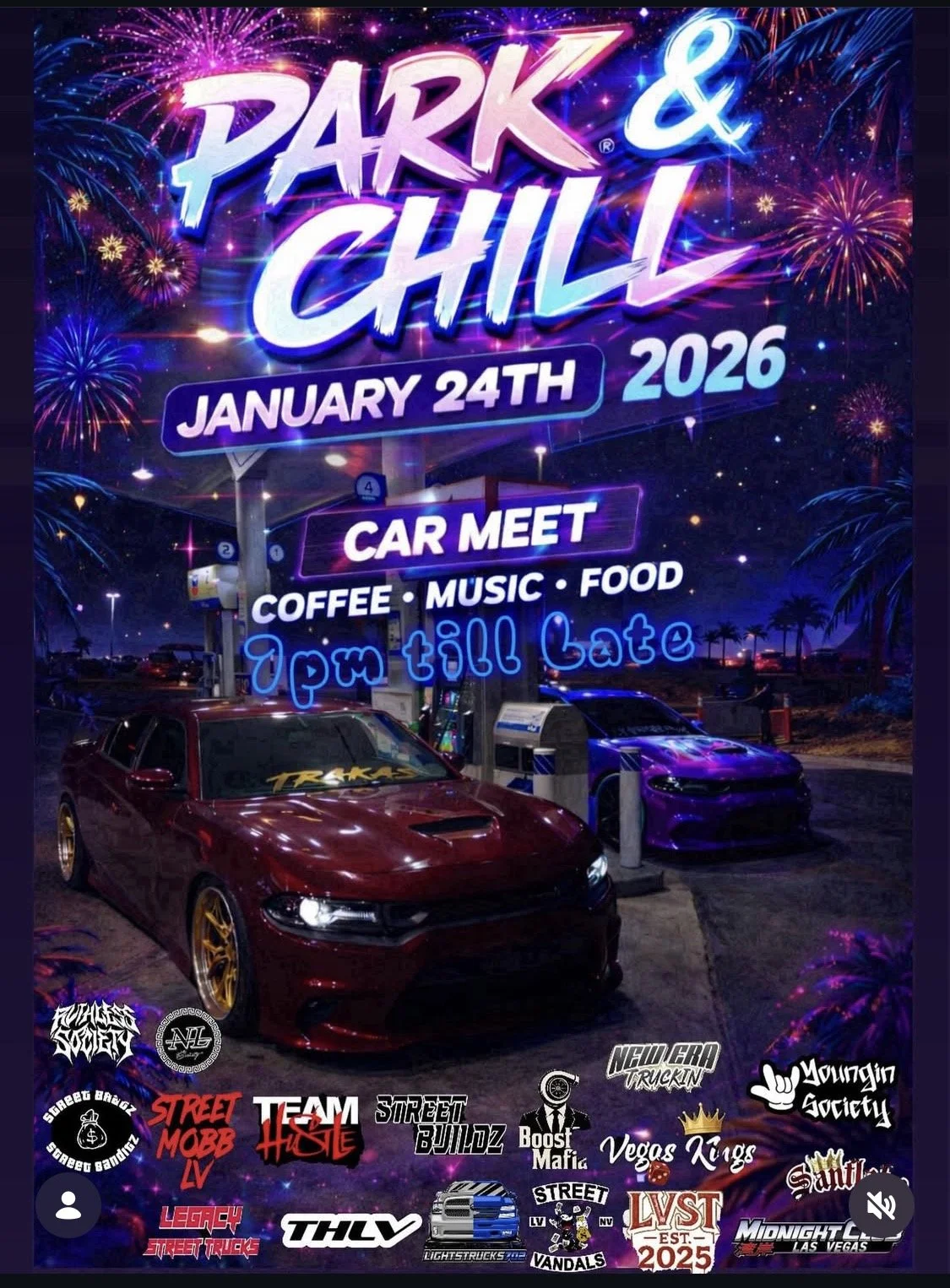 Park and Chill Car Meet jan 24th 2026