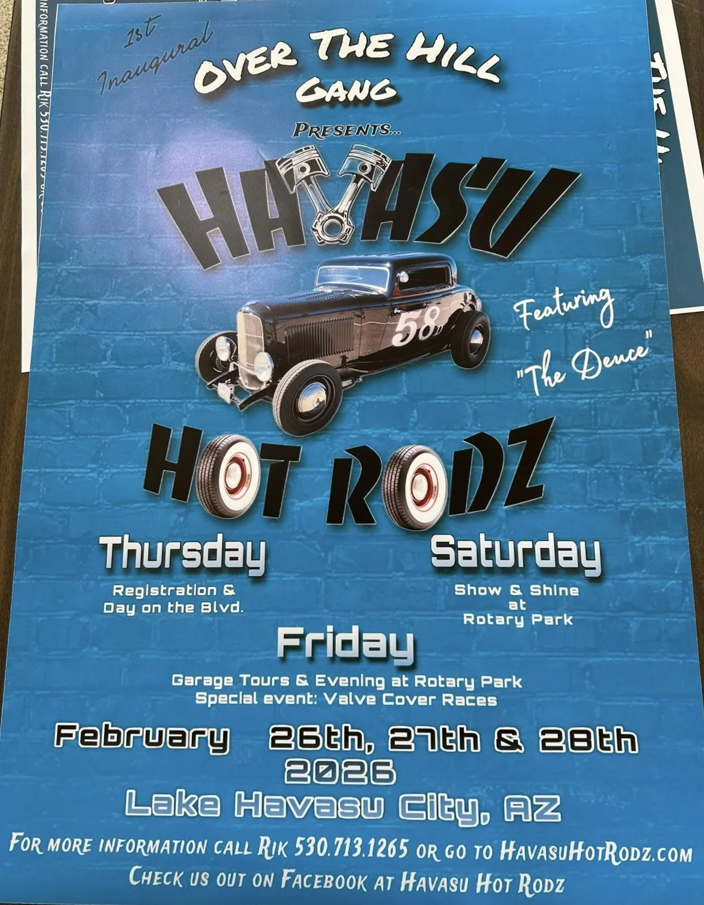 1st Inaugural Over The Hill Gang Presents Havasu Hot Rodz Lake Havasu City feb 26th-28th 2026