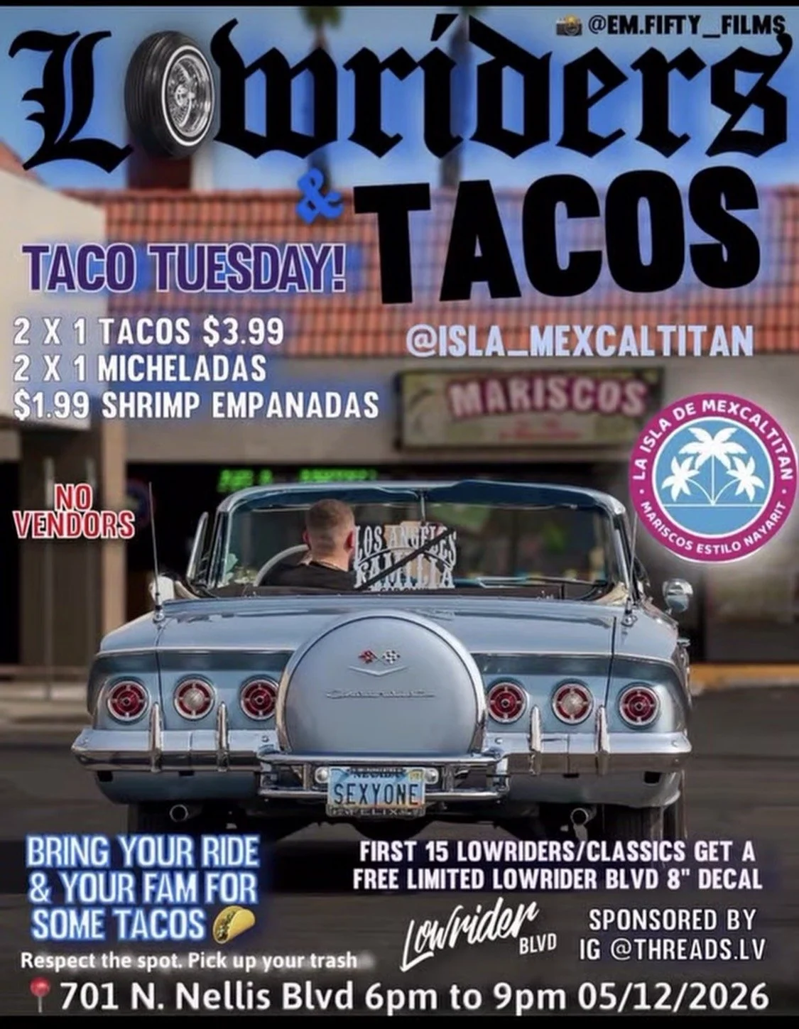 Lowriders & Tacos Isla Mexcaltitan may 12th 2026
