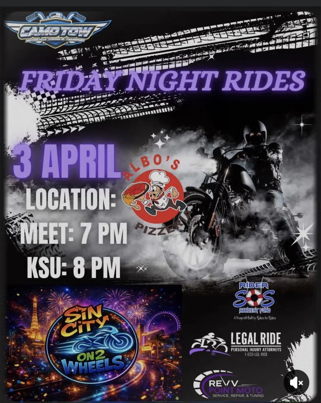 Friday Night Rides Sin City On 2 Wheels Camotow Legal Ride apr 3rd 2026