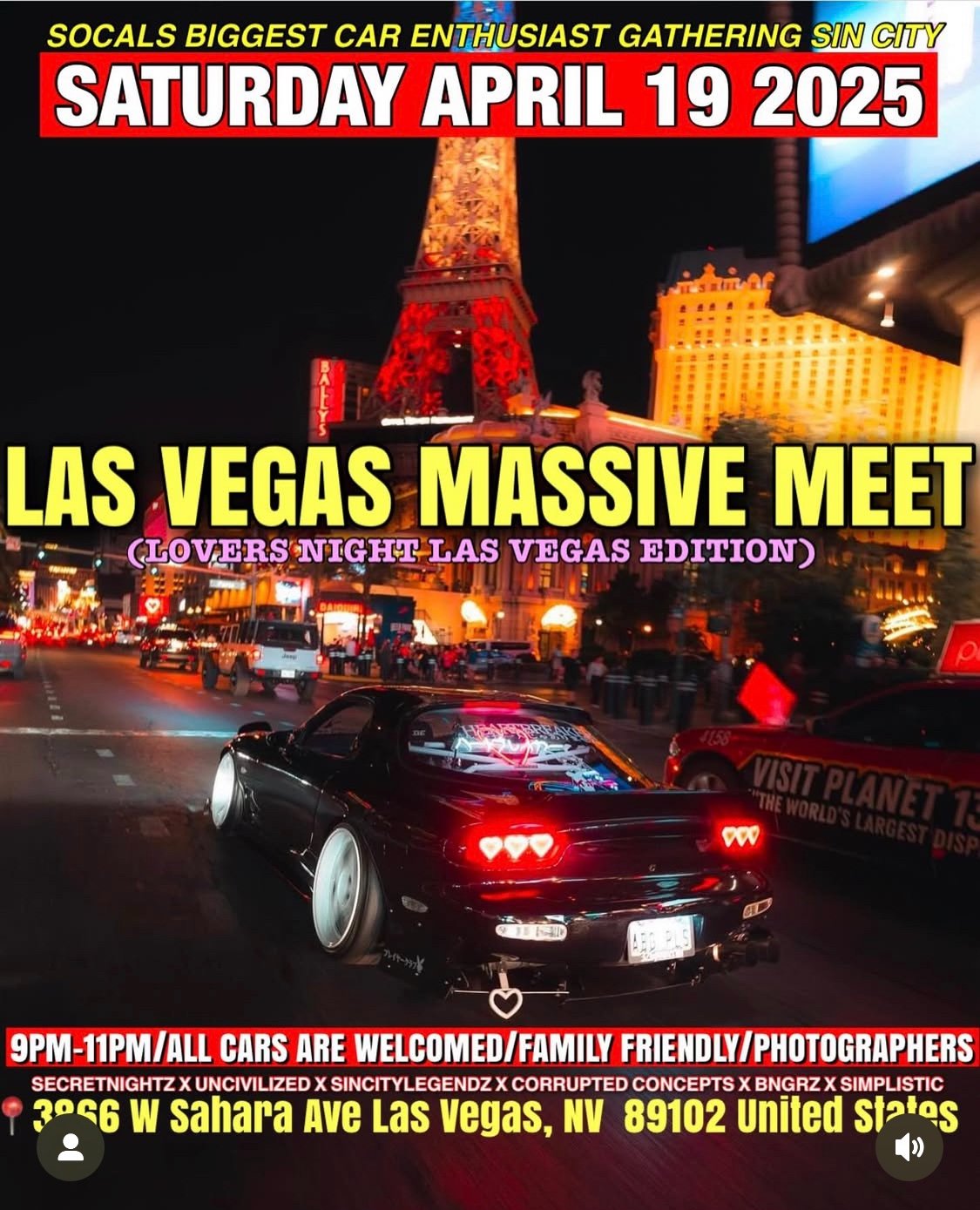 Las Vegas Massive Meet Lovers Night Las Vegas Edition Socals Biggest Car Enthusiast Gathering April 19th 2025