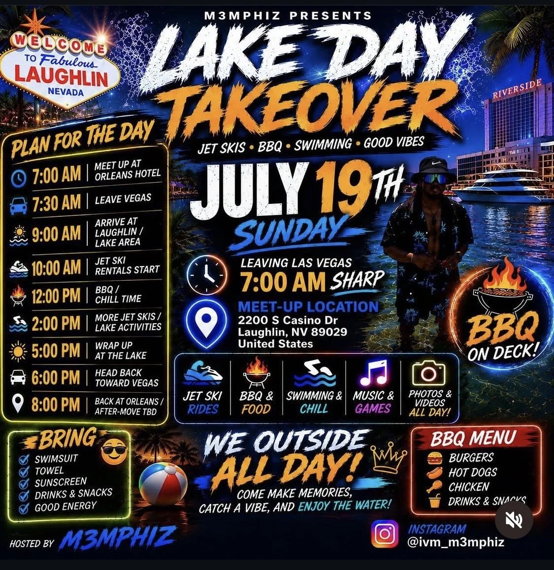 Lake Day Takeover M3MPHIZ Las Vegas to Laughlin july 19th 2026