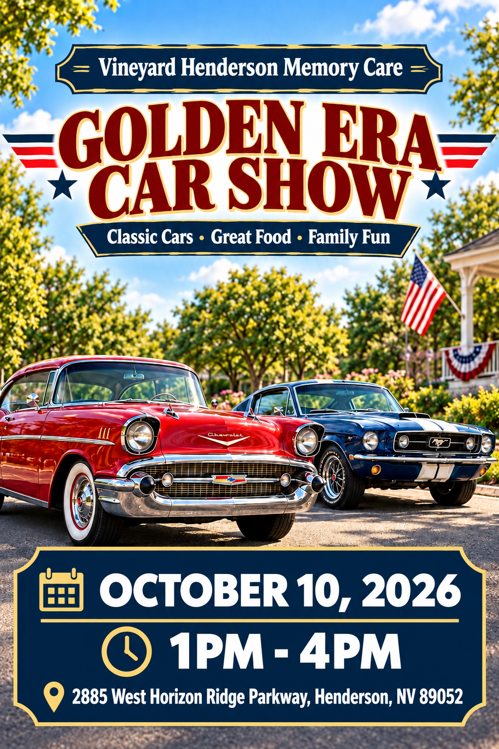 Golden Era Car Show Vineyard Henderson Memory Care oct 10th 2026