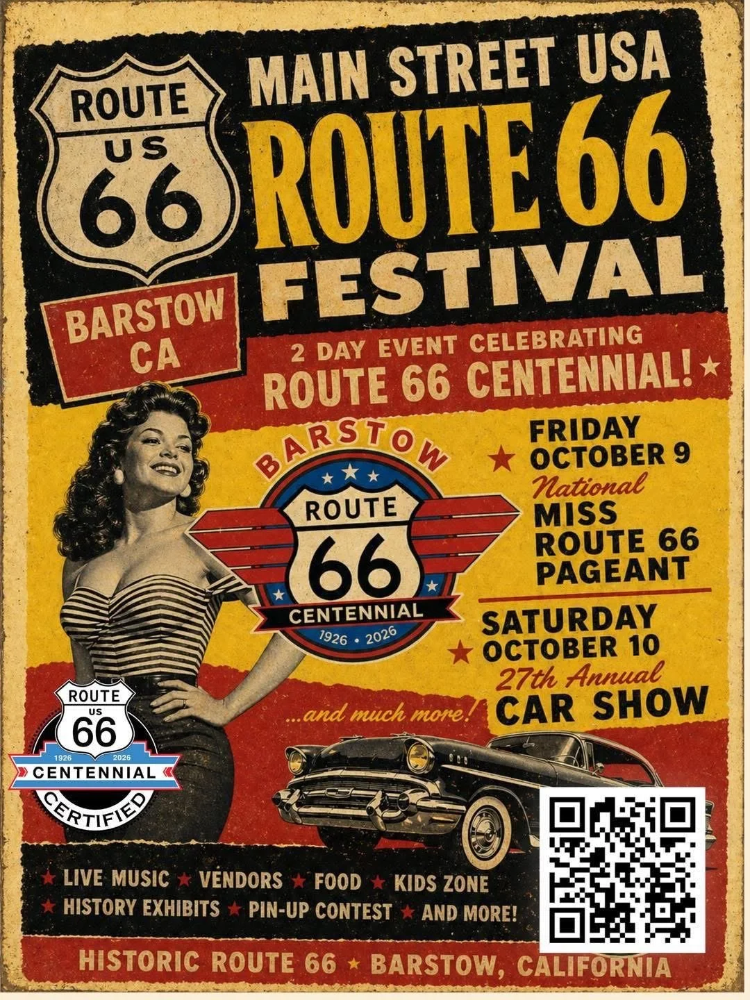 Main Street USA Route 66 Festival Barstow oct 9-10th 2026