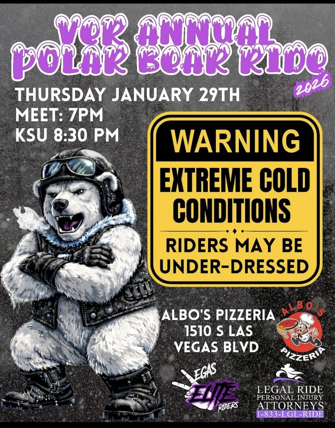 Ver Annual Polar Bear Ride 2026 Albos Pizzeria Vegas Elite RIders jan 29th 2026