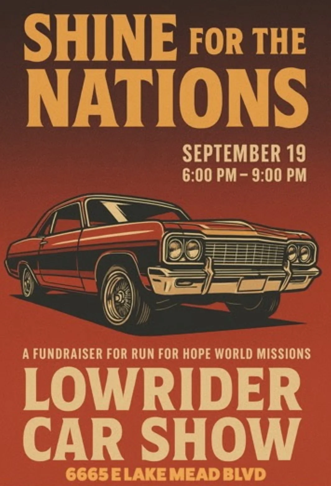 Lowrider Car Show Shine For The Nations Fundraiser Run For Hop World Missions sep 19th 2025