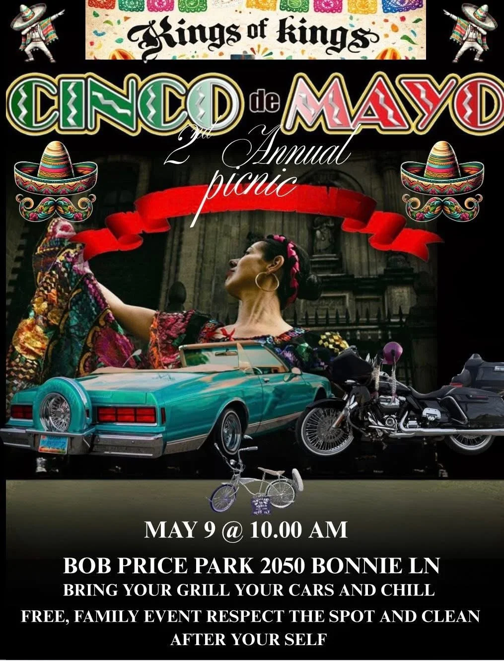 Lowrider Kings of Kings Cinco de Mayo 2nd Annual Picnic Bob Price Park may 9th 2026