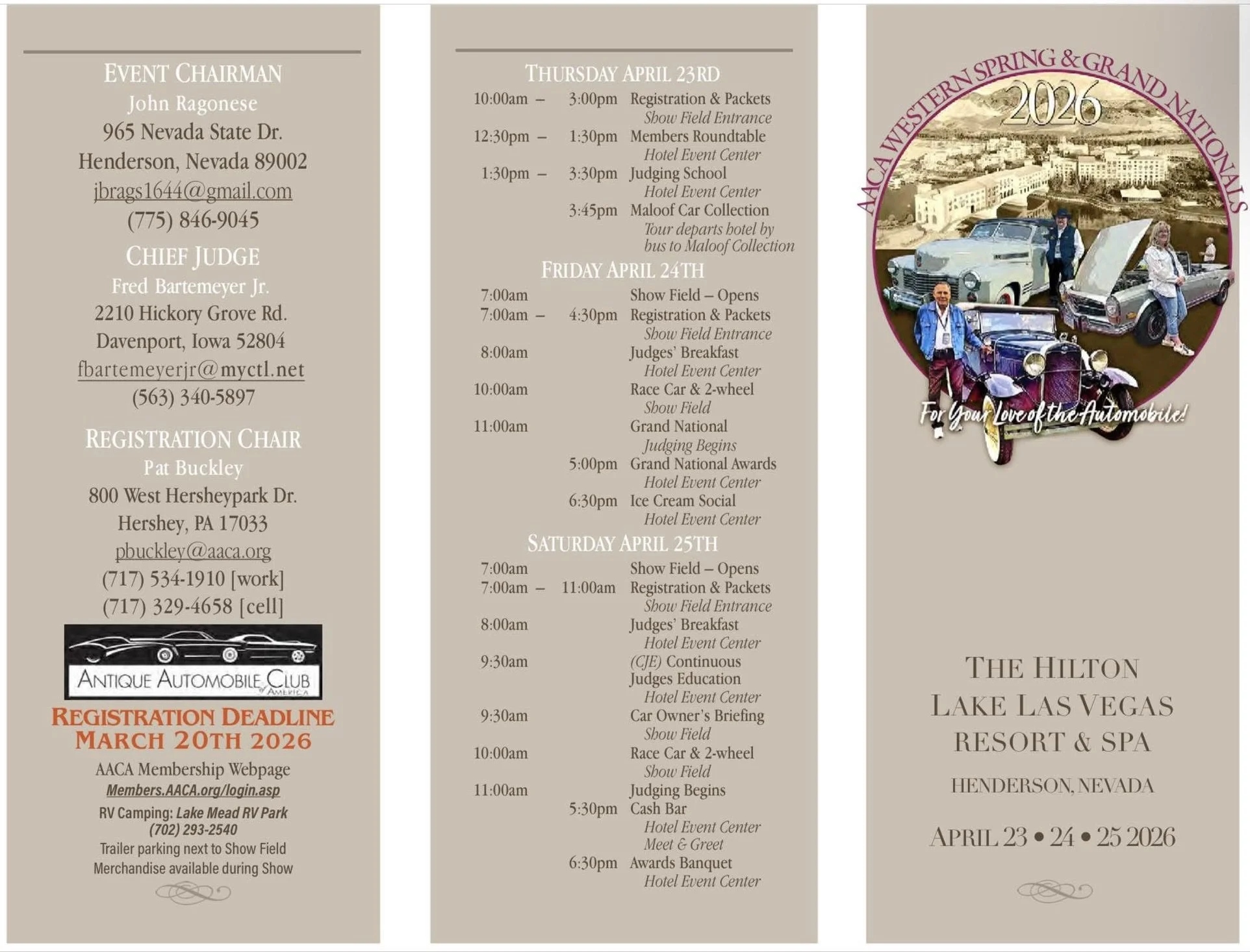 AACA Western Spring and Grand Nationals 2026 Maloof Car Collection apr 23-25 2026