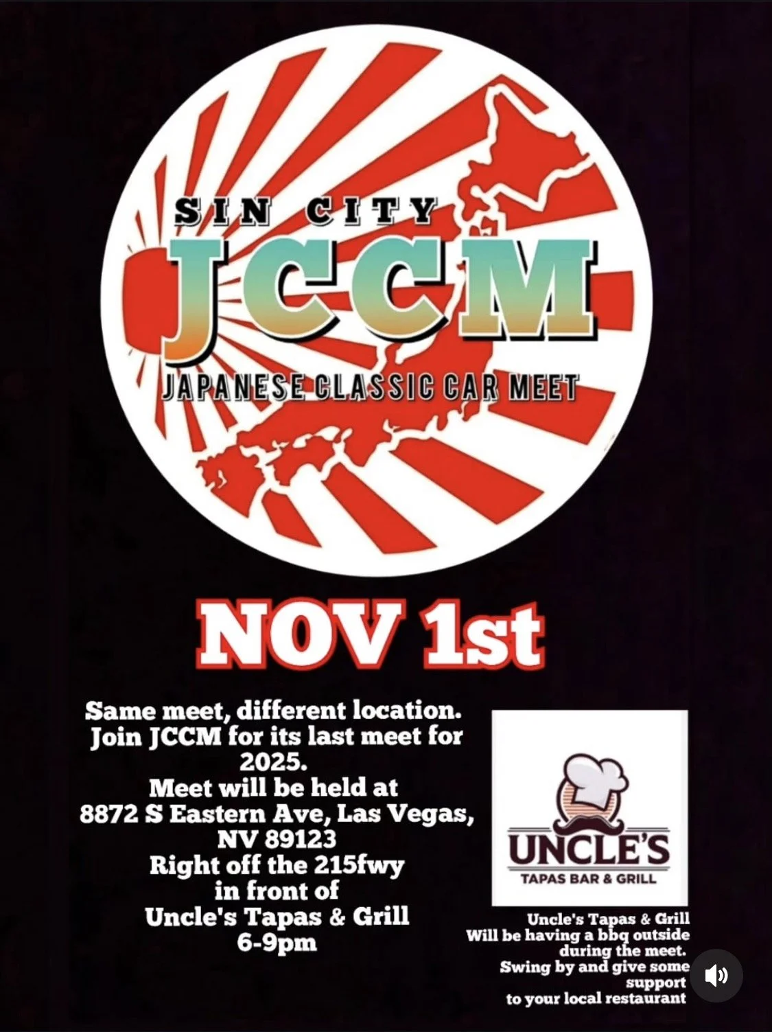 Sin City JCCM Japanese Classic Car Meet Uncles Tapas Bar Grill nov 1st 2025