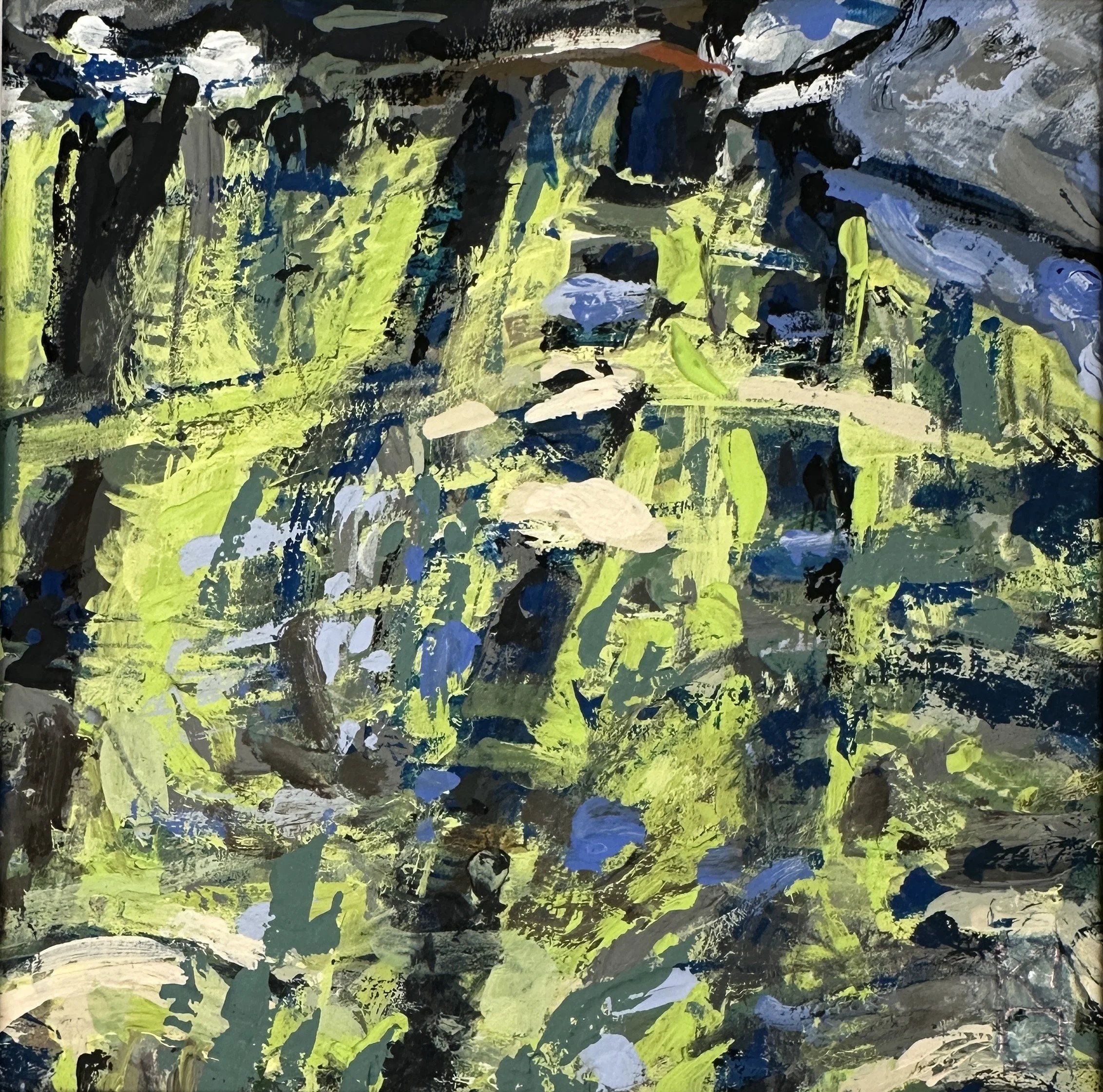 The green glow  (Boquet River) / Gouache on paper / 3.5 x 3.5" / 2026