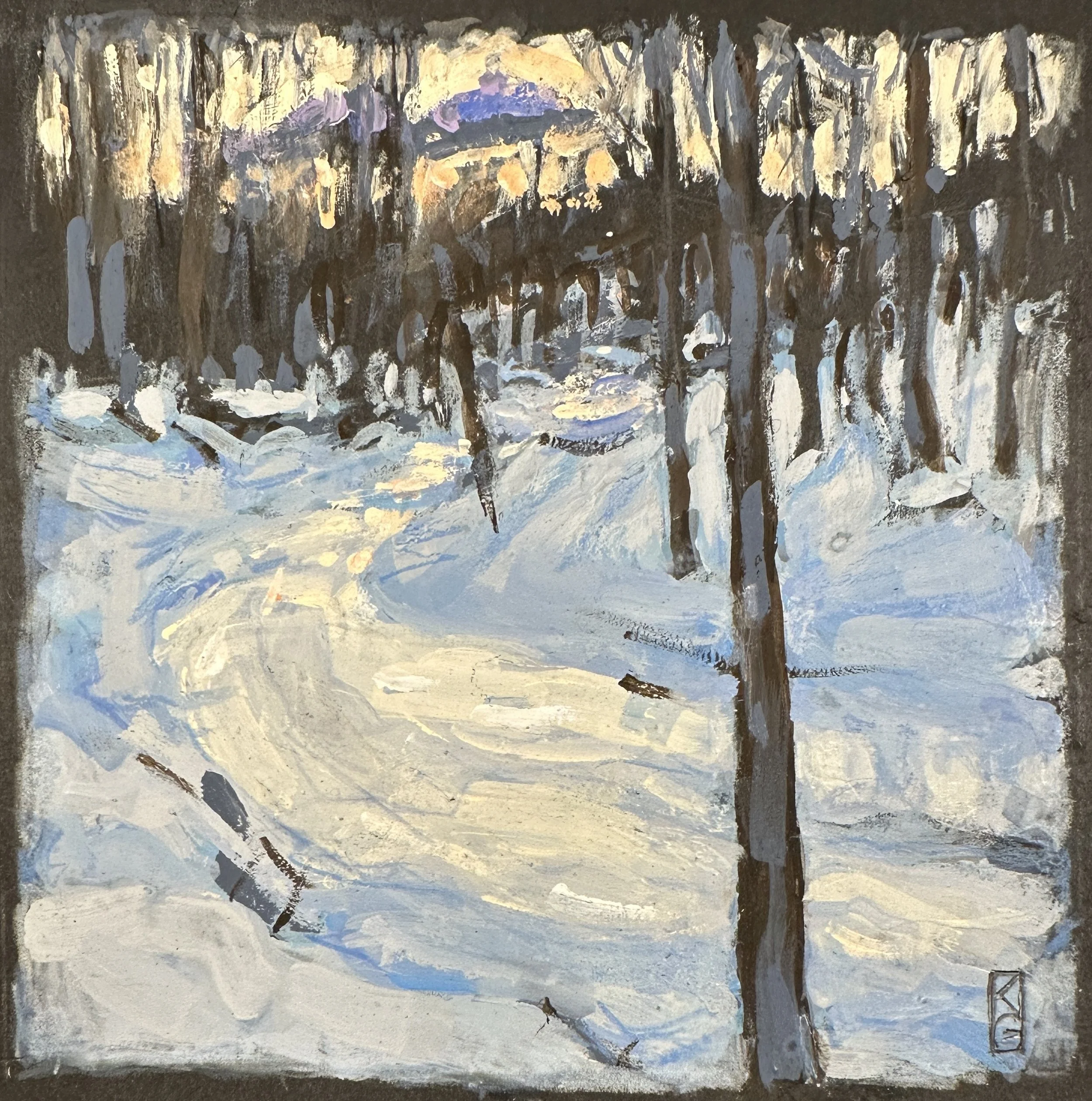 Last glow / Gouache and pencil on paper / 5x5" / 2026