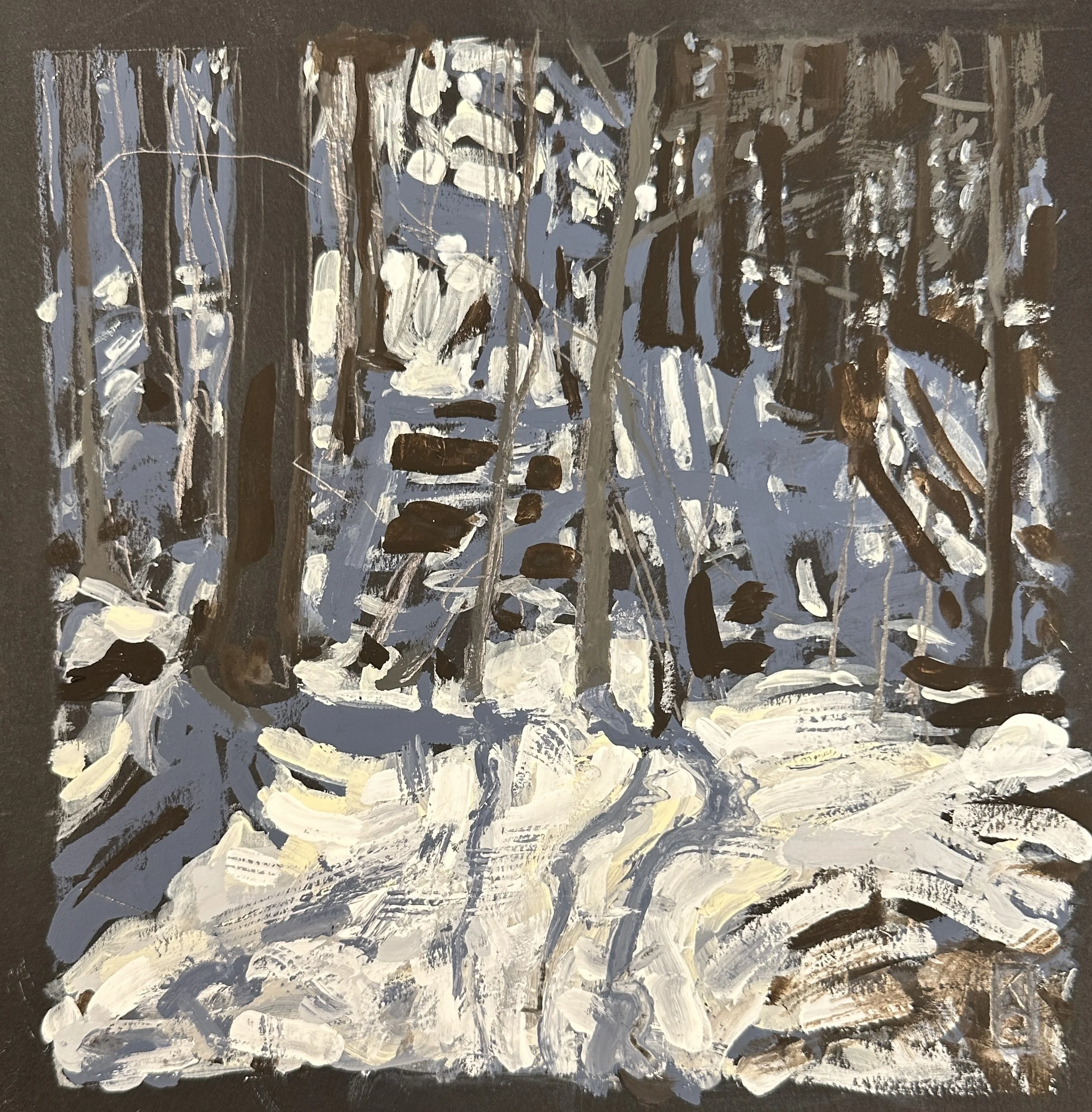 The darkness and the light / Gouache and pencil on paper / 8x8" / 2026