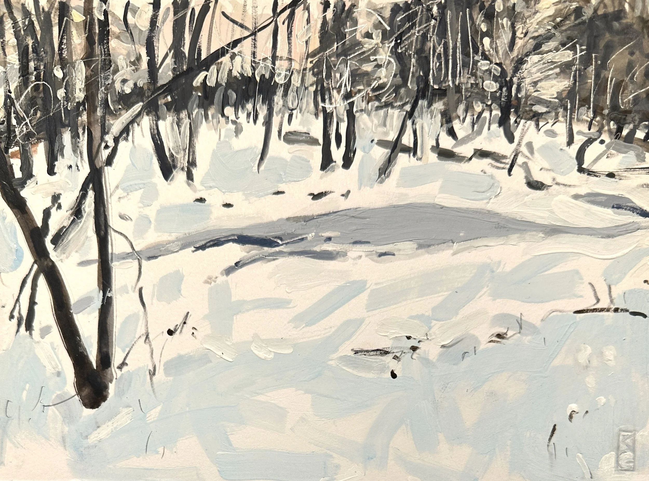 It snowed yet again / Gouache on paper / 6x8" / 2026