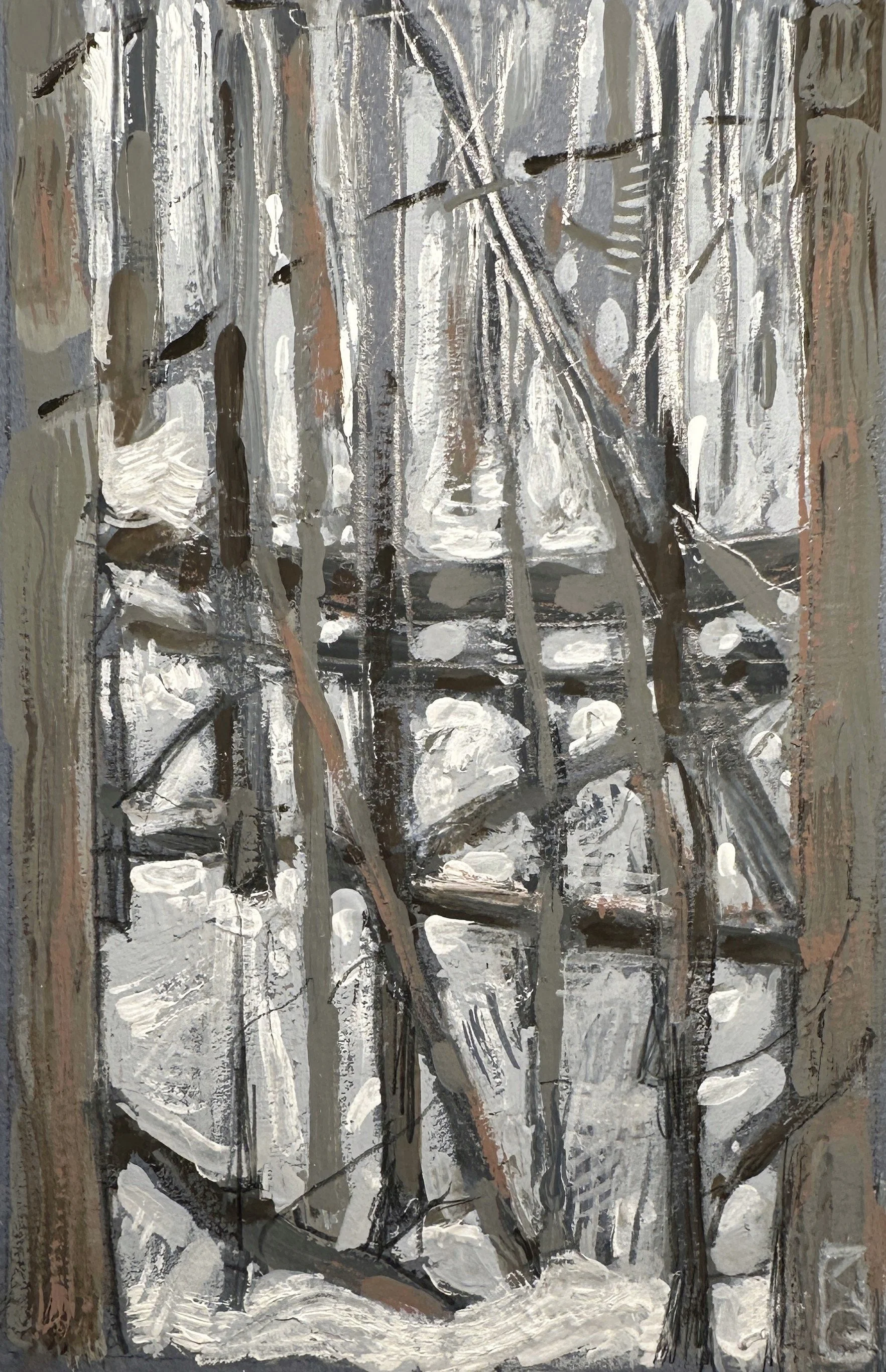 Winter Lattice  /  Gouache and pencil on paper  /  4x6"  /  2026