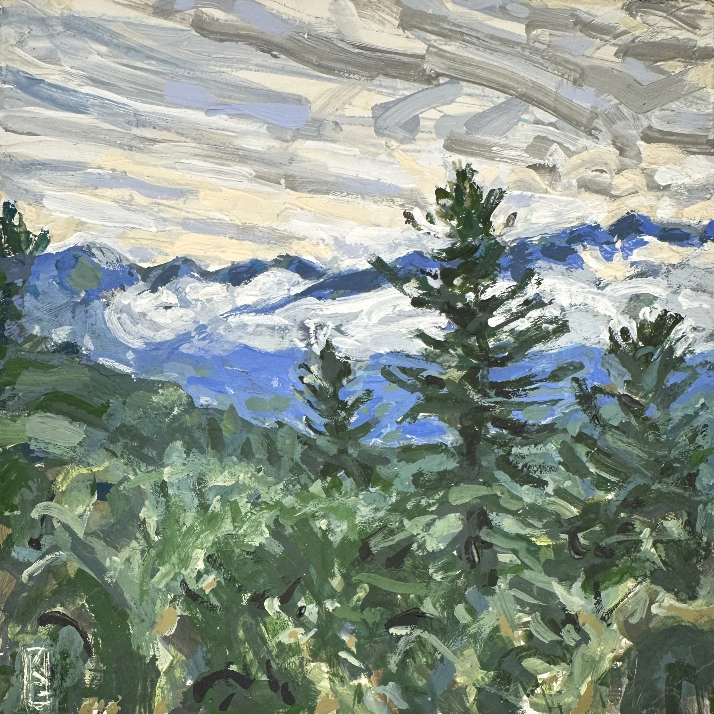 Clouds rising  /  Gouache on panel  /  6x6"  /  2024  (in a private collection)