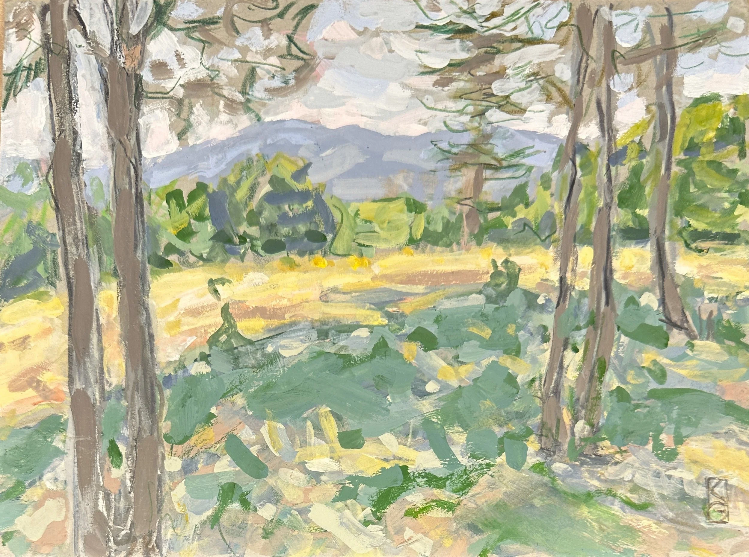 Bright day (Crows Acres) / Gouache and pencil on paper / 6x8" / 2026